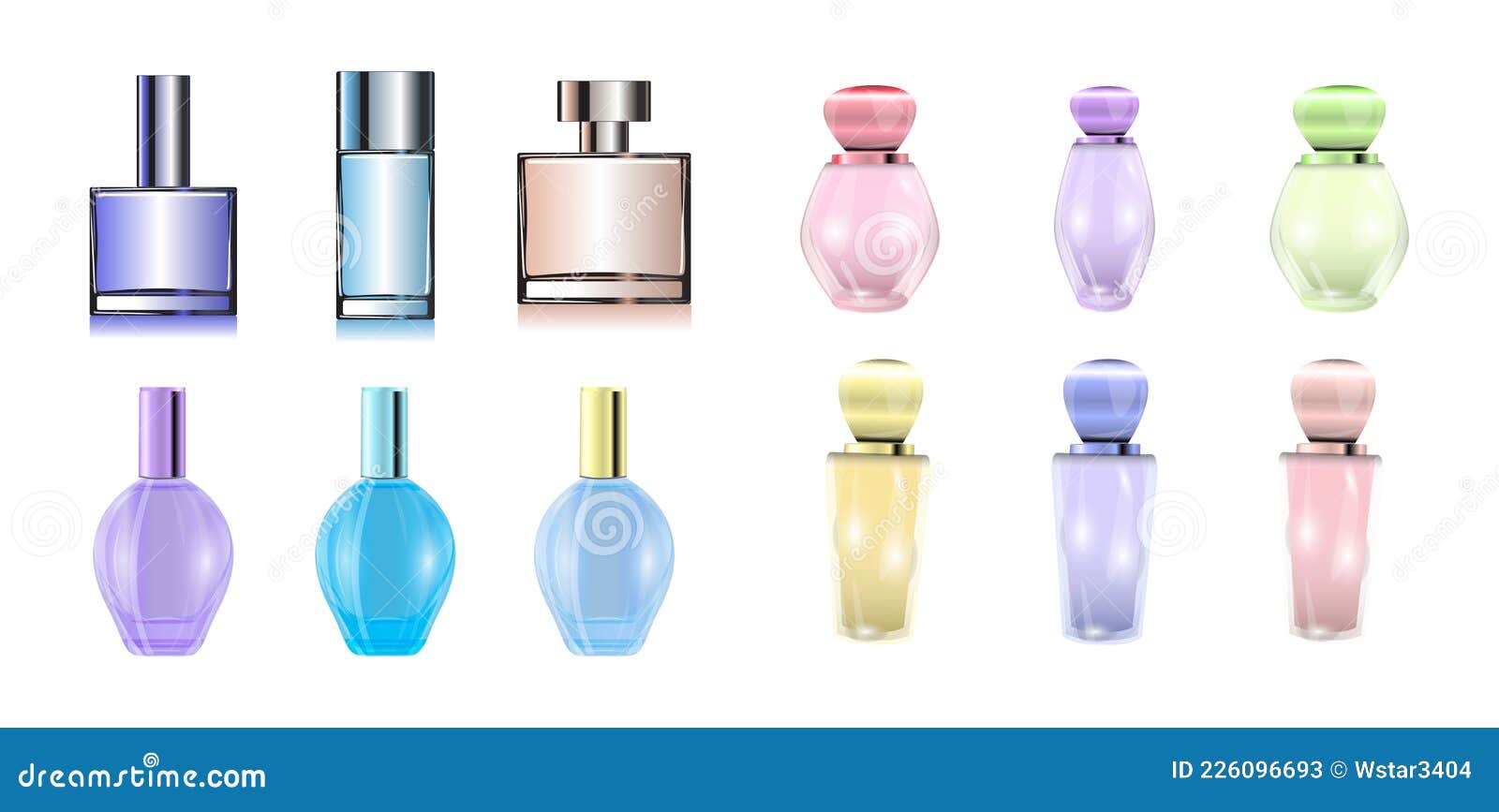 Realistic Perfume Bottles Set on White Background Stock Vector