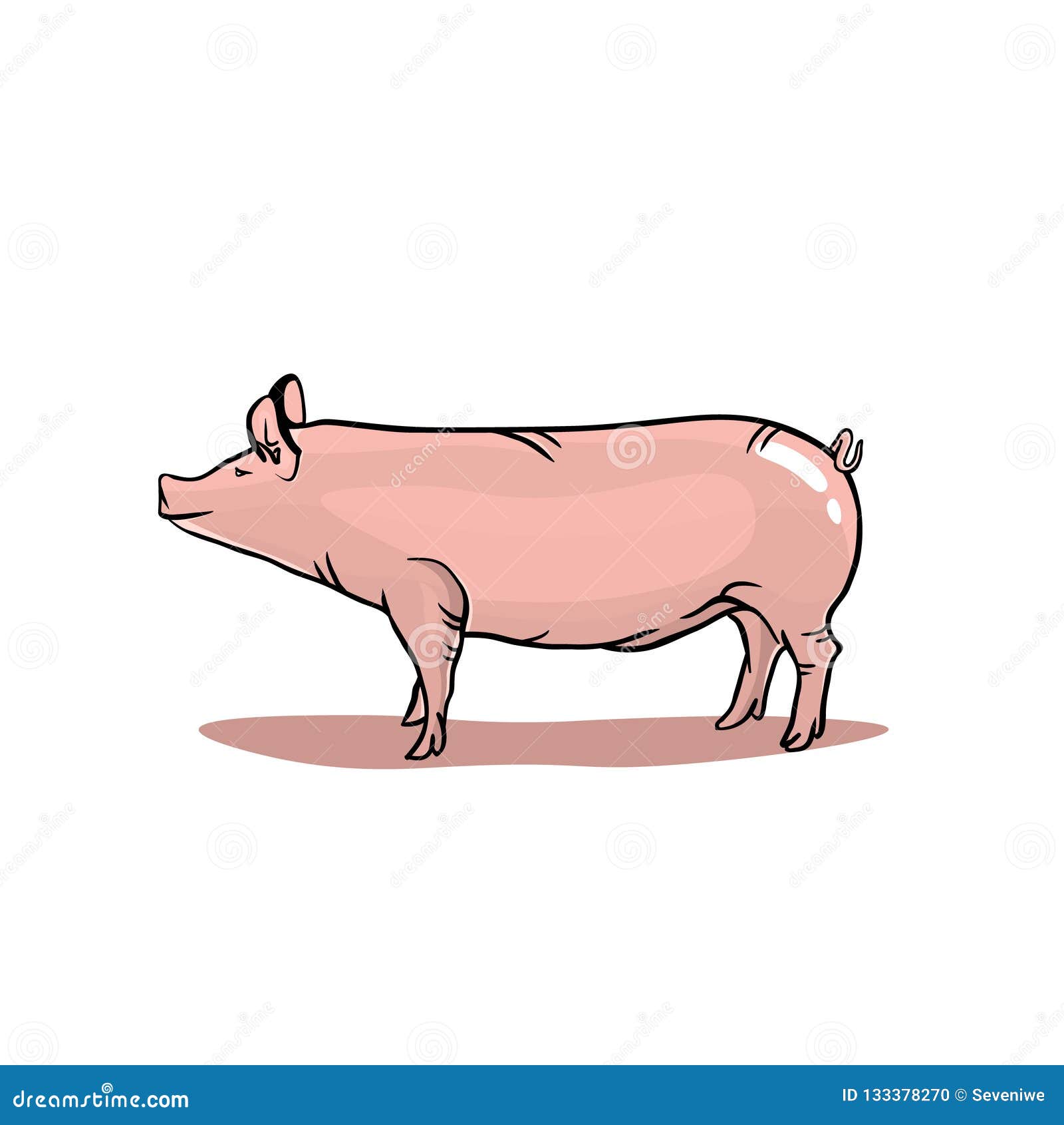Realistic Pig Isolated On White Background Pink Pig Illustration In Realistic Style Stock Vector Illustration Of Design Isolated