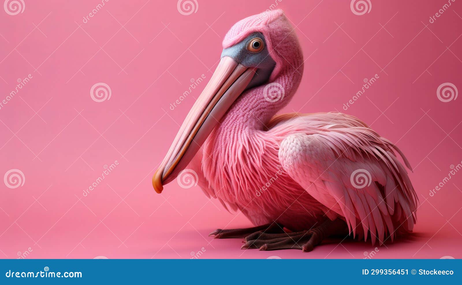 realistic pink pelican digital bird art in zbrush style