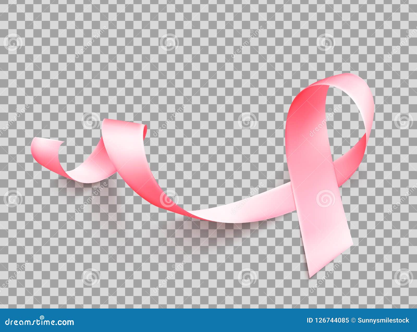 Realistic Pink Ribbon Isolated Over White Background Symbol Of