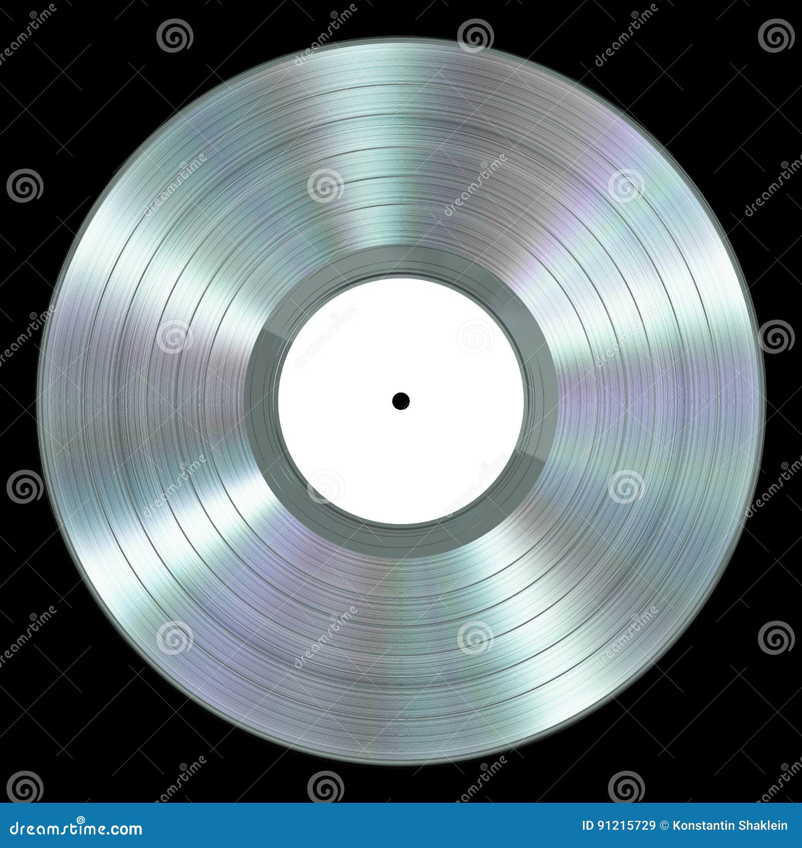 realistic platinum vinyl record on black background