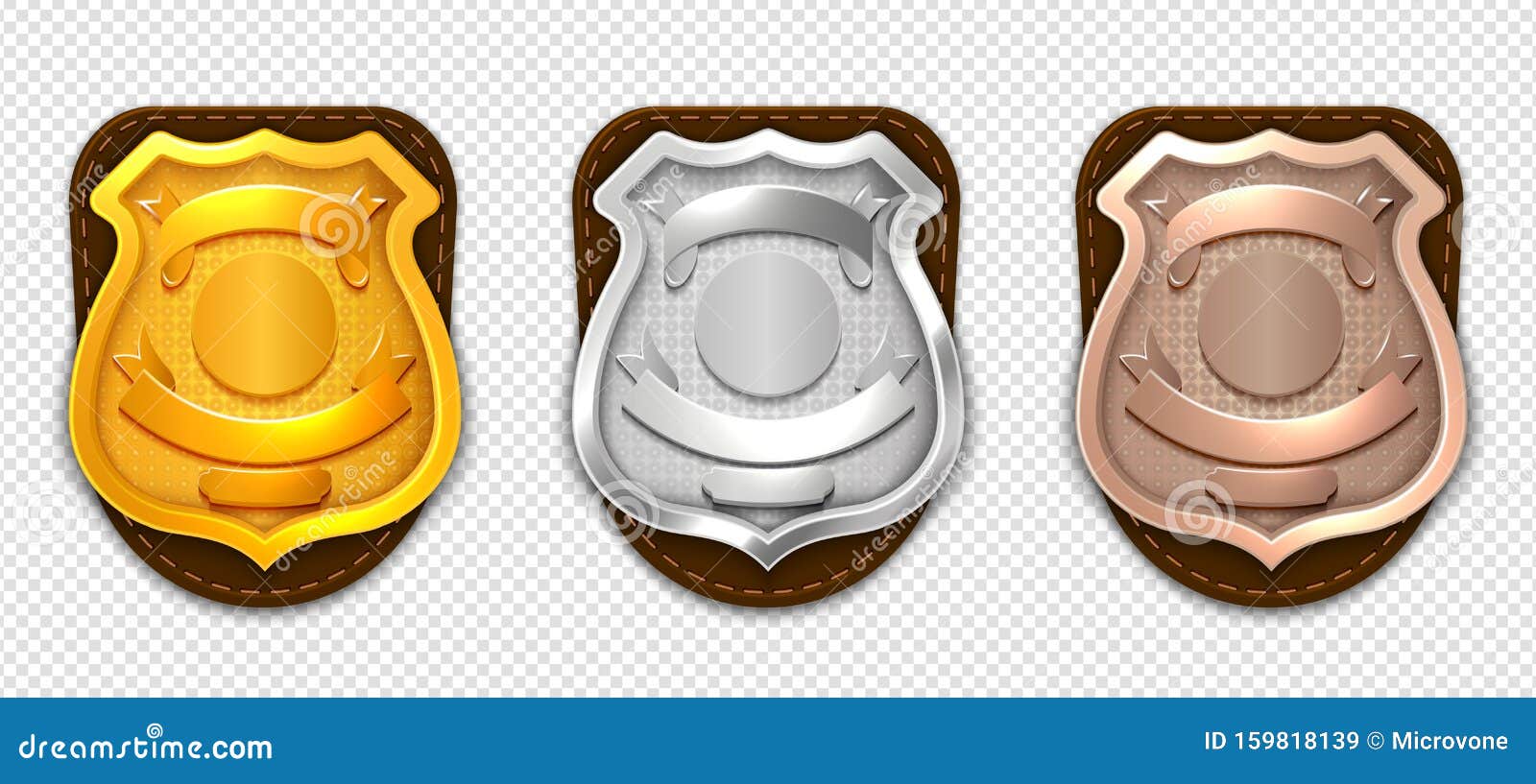 Download Realistic Police Badges. Security Silver Gold Bronze ...