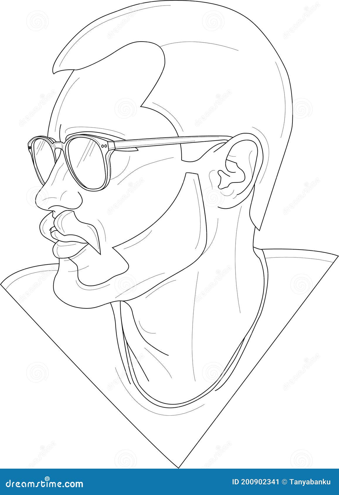 realistic portarit of a guy in sunglasses sketch template.