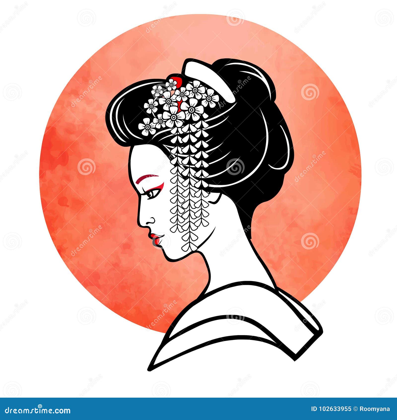 Realistic Portrait Of The Young Japanese Girl An Ancient Hairstyle Geisha Maiko Princess Stock Vector Illustration Of Emblem Graphics Realistic Portrait Of The Young Japanese Girl An Ancient Hairstyle Geisha Maiko Princess Stock Vector Illustration Of Emblem Graphics