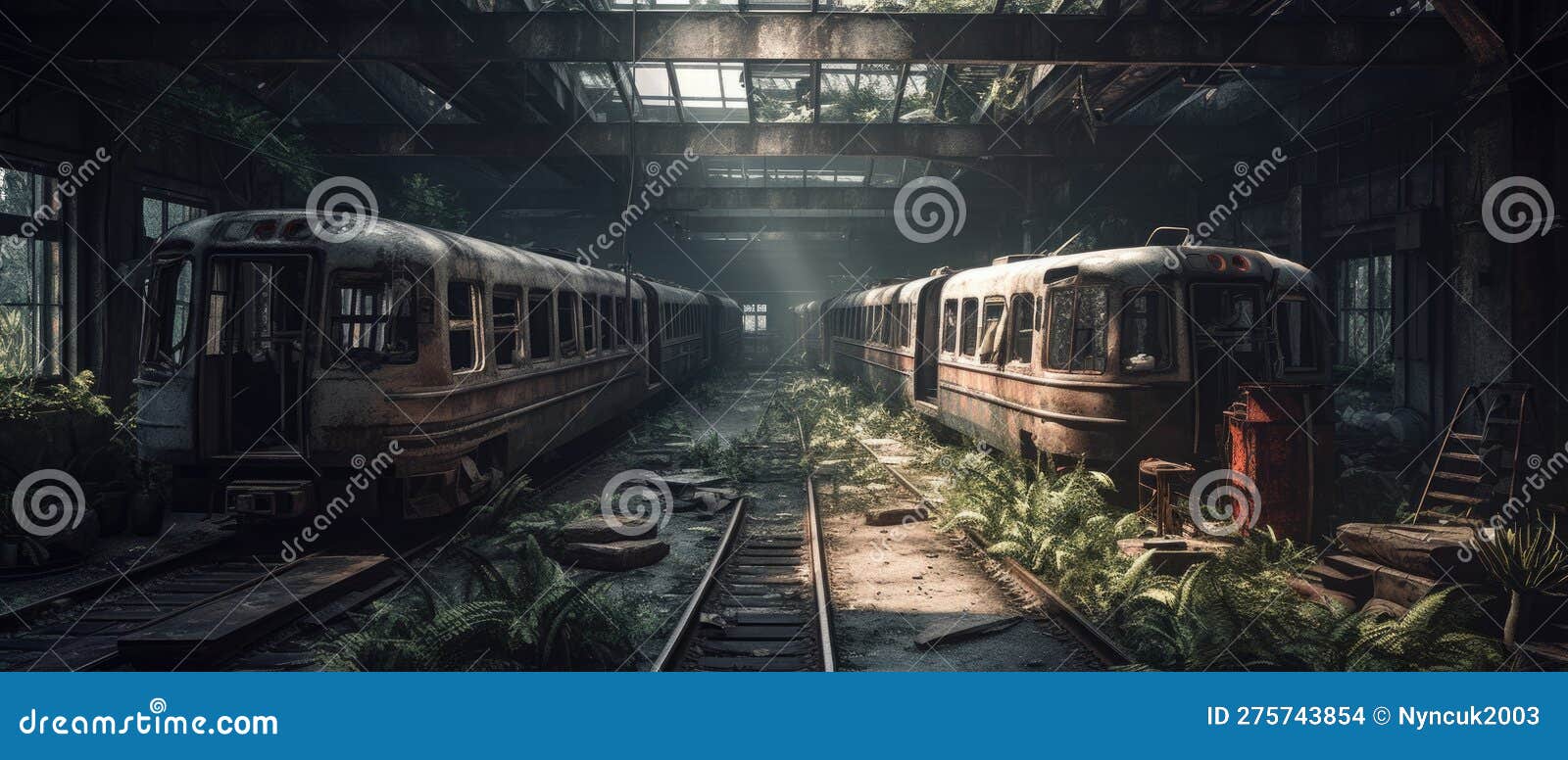 Realistic Post Apocalypse Landscape Illustration - Abandoned Cargo ...