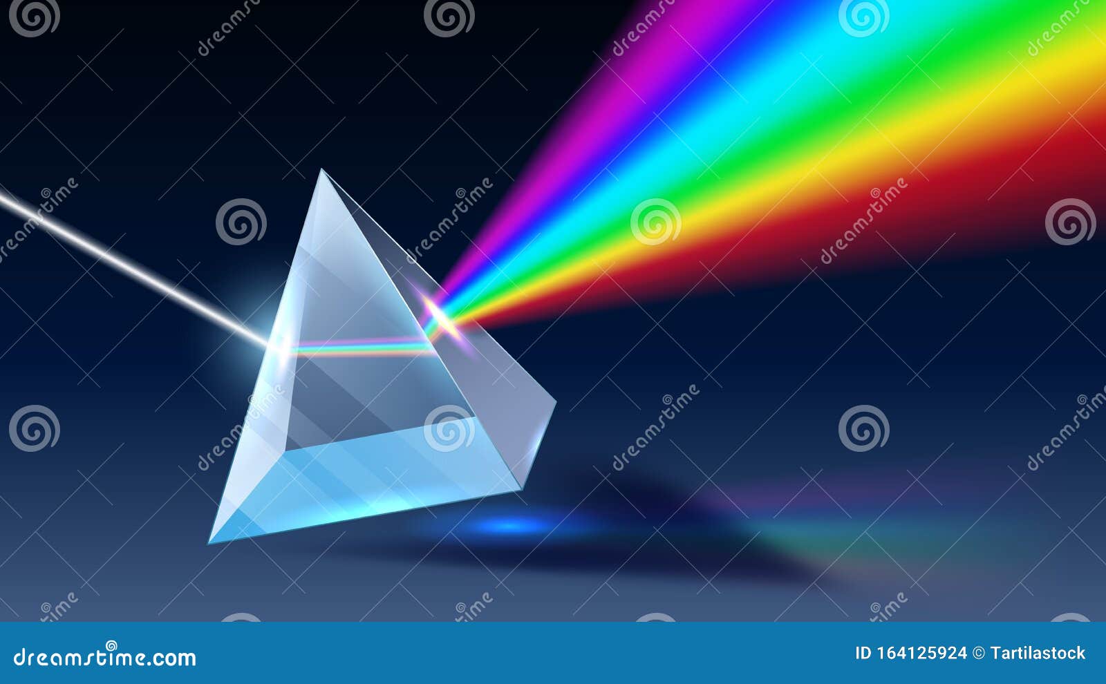 realistic prism. light dispersion, rainbow spectrum and optical effect realistic 3d  