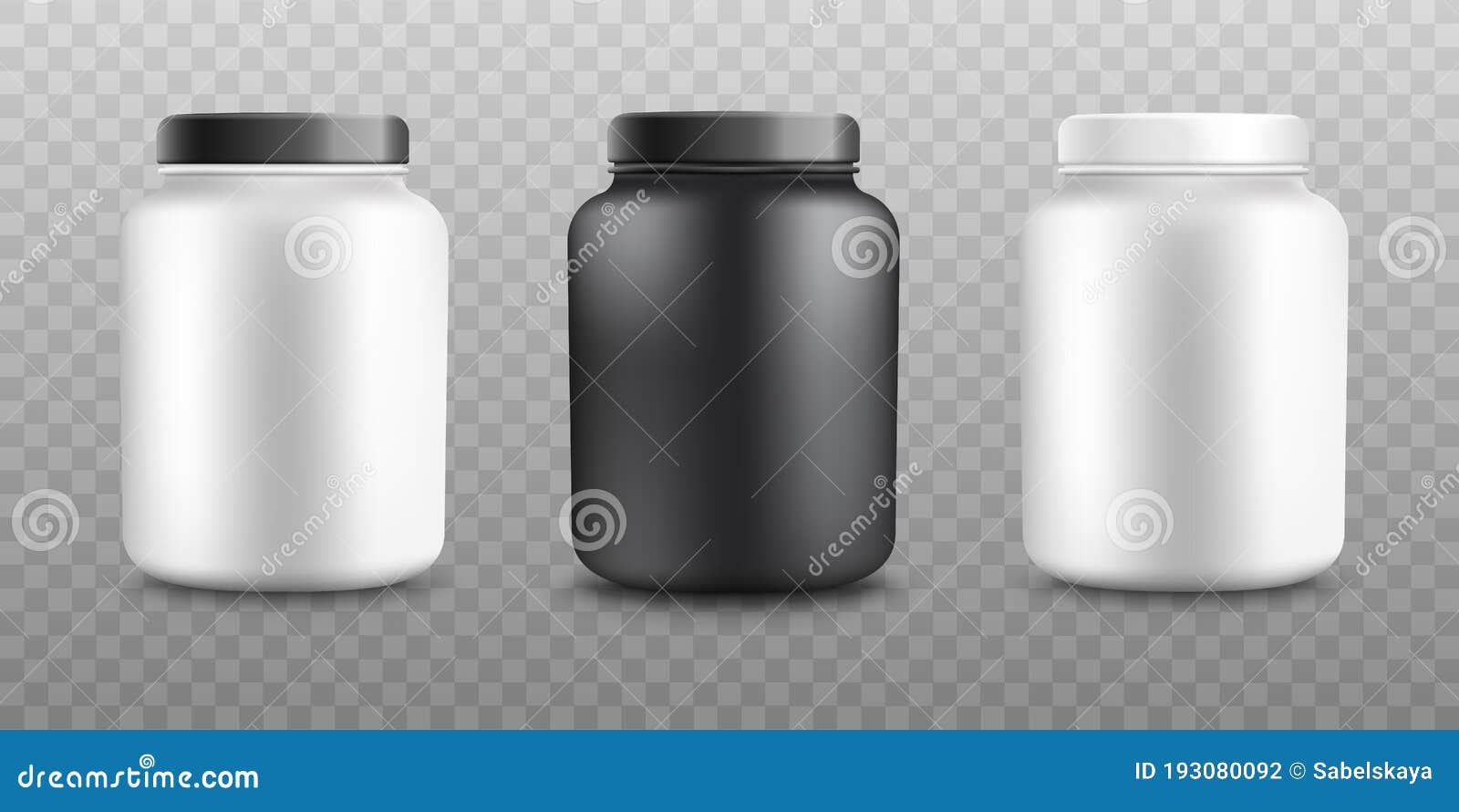 Realistic protein powder container mockup - white plastic jar