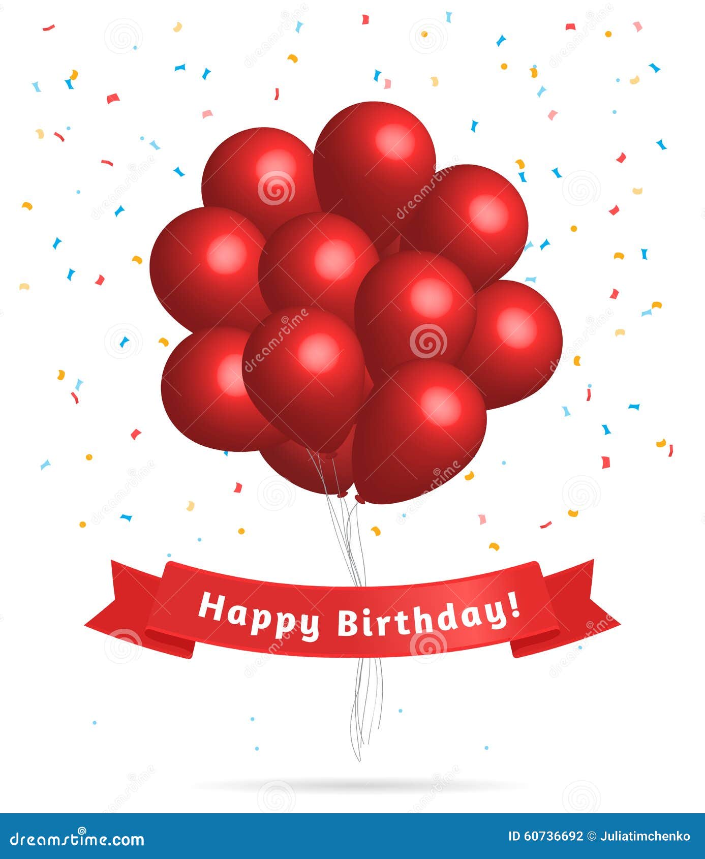 Realistic Red  Balloons  Birthday  Background Stock Vector 