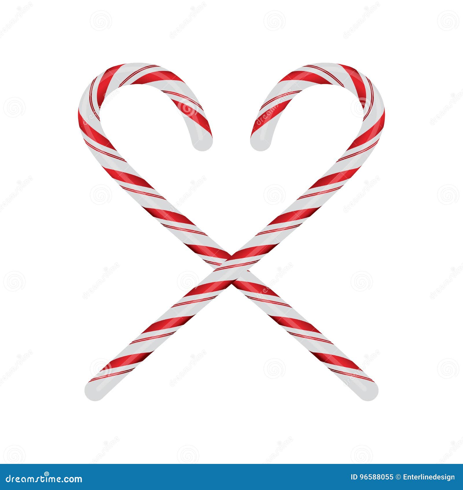 Christmas Candycanes Crossed And Isolated On White