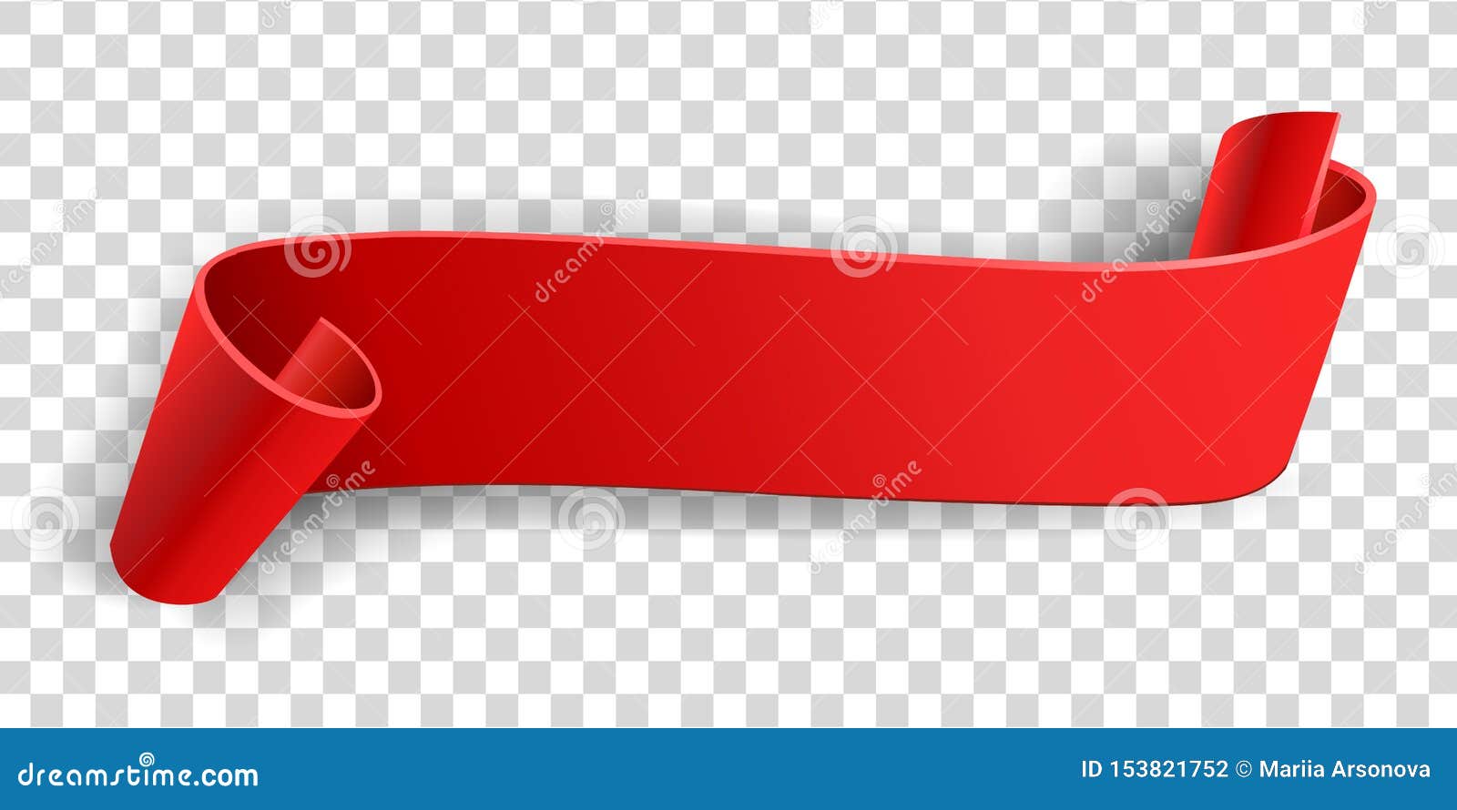 Realistic Ribbon, Color Red Paper Banner on White Background.Element