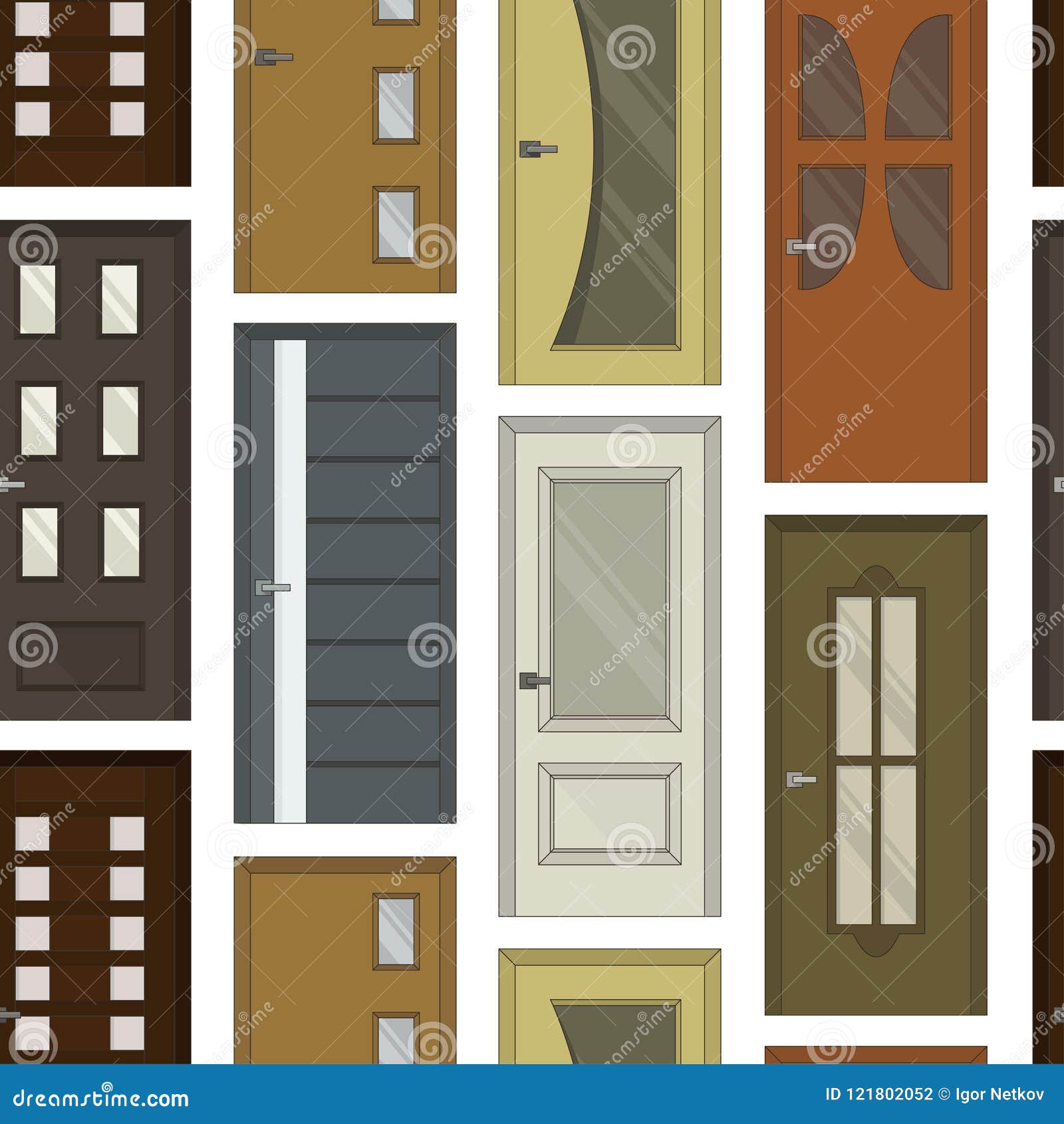 Realistic Room Doors Pattern Stock Vector Illustration of buildings