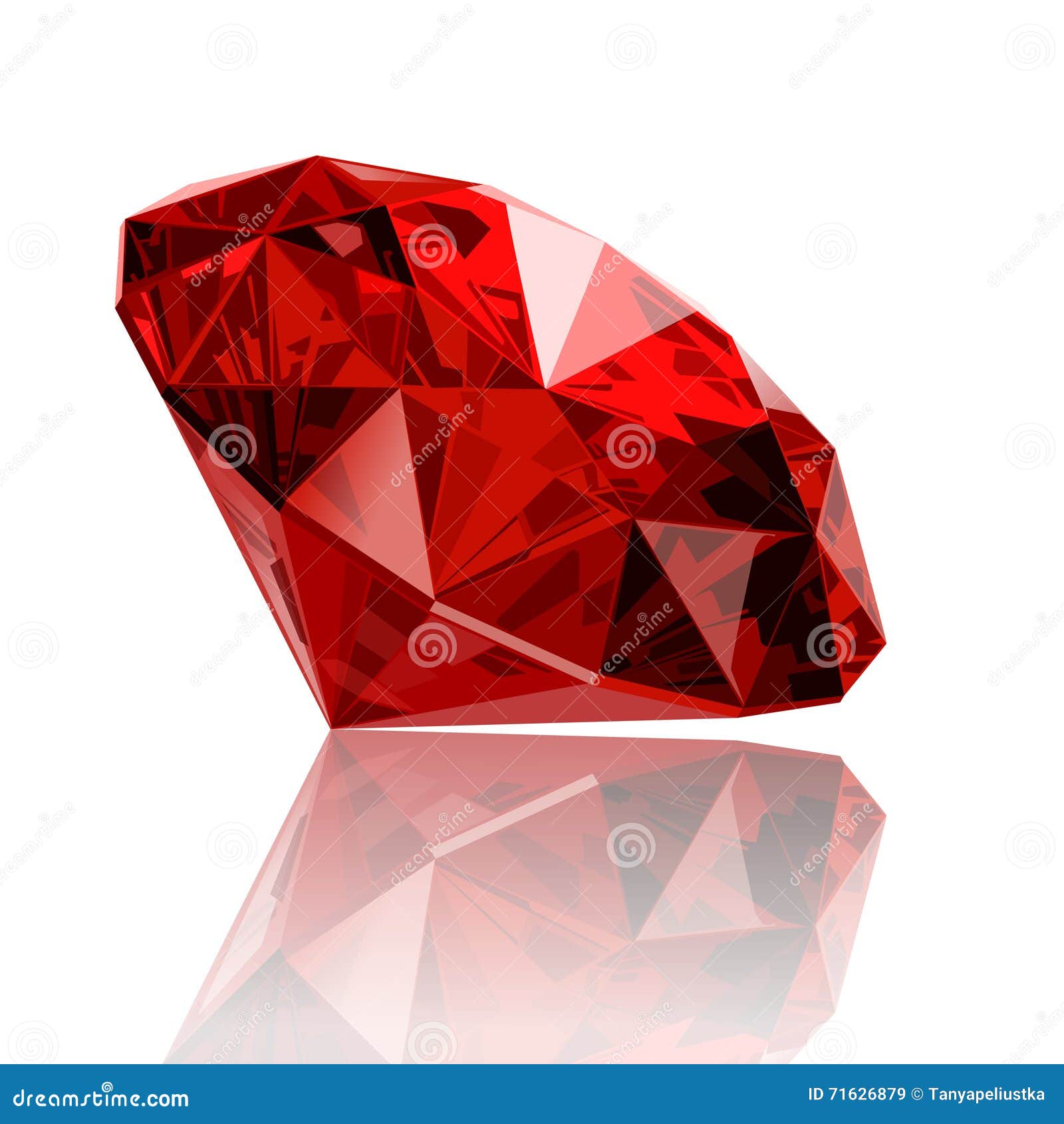 Set of realistic red rubies with round cuts isolated on white background.  Jewel and jewelry. Colorful gems and gemstones. Magna, classic round,  royal, zinnia, trap, single, swiss, sphere, zircon Stock Vector