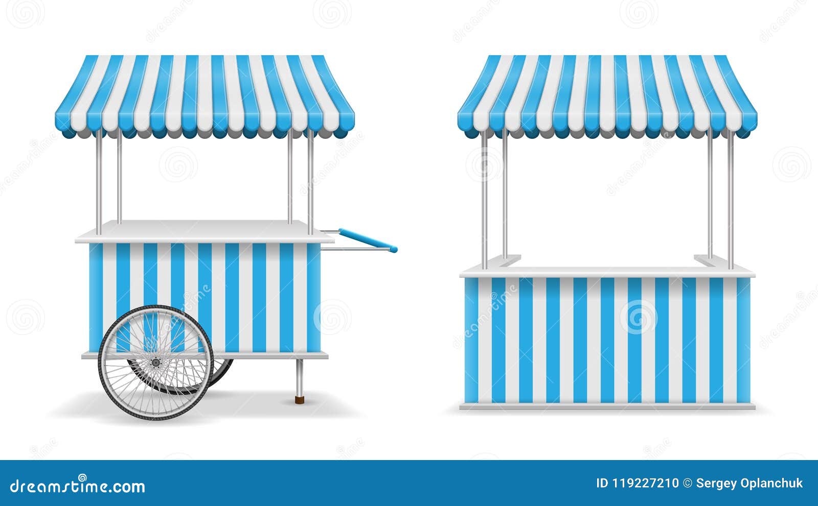 Download Realistic Set Of Street Food Kiosk And Cart With Wheels Mobile Blue Market Stall Template Farmer Kiosk Shop Mockup Stock Vector Illustration Of Element Market 119227210
