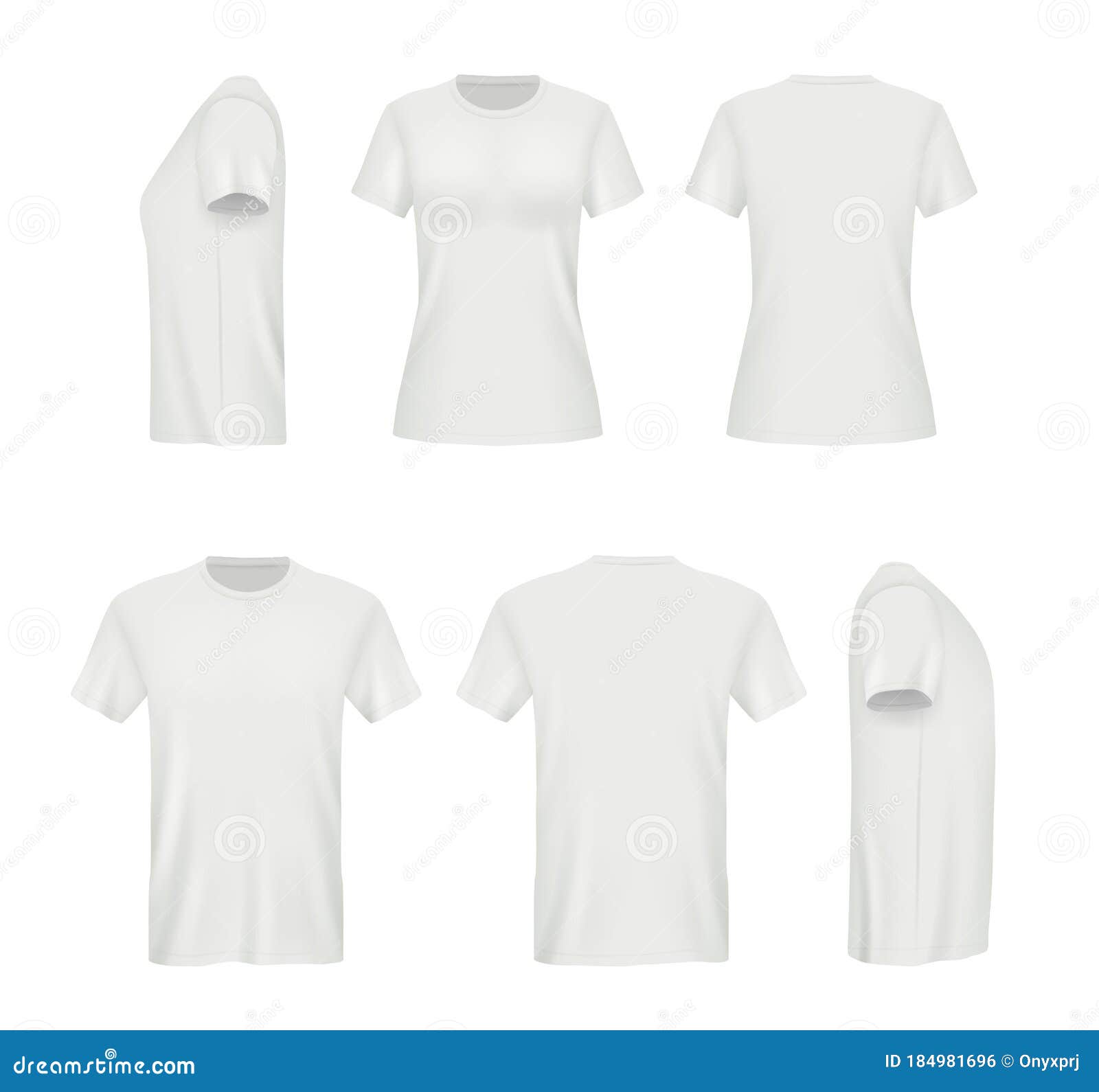 Download Realistic Shirts. Male And Female Blank Clothes Template ...