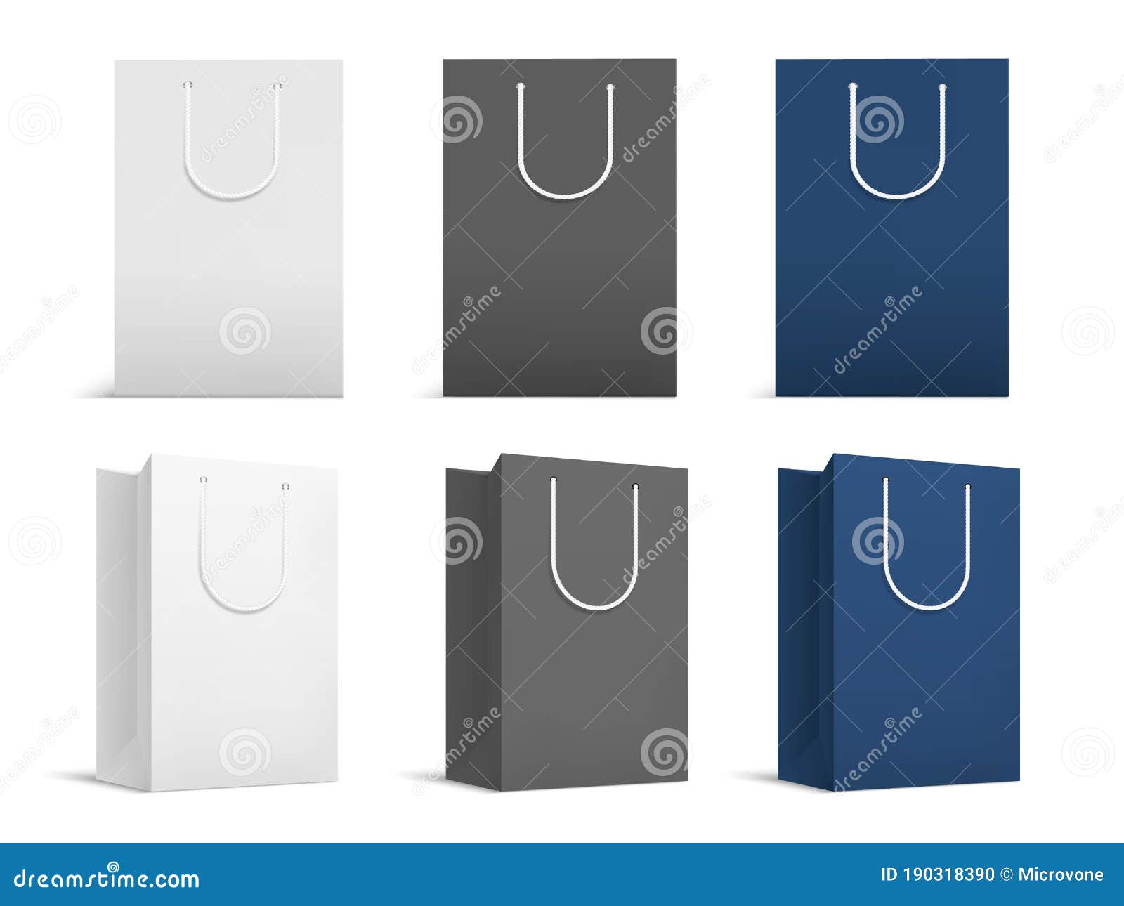 Download Realistic Shopping Bags Mockup. White Black Paper Packs ...