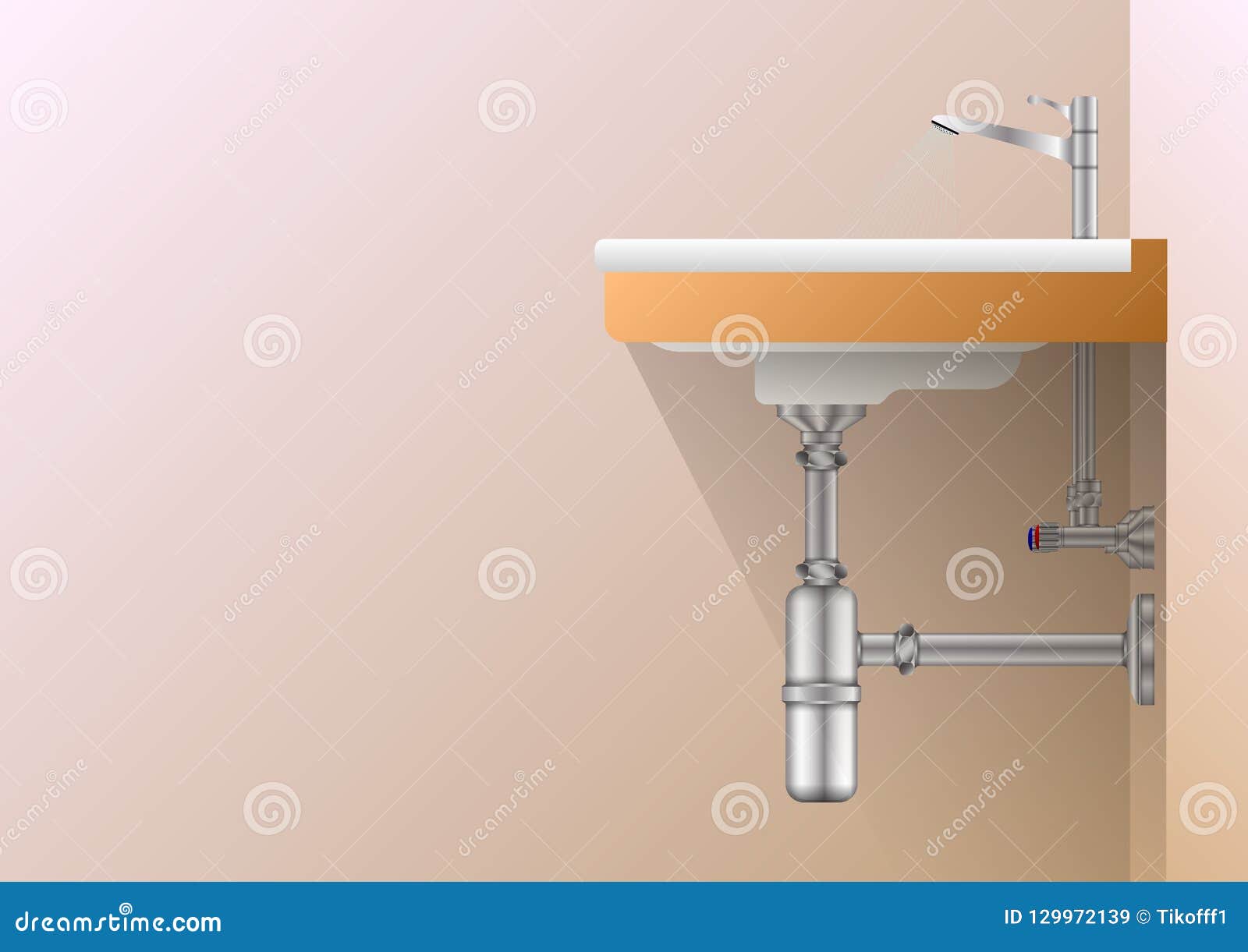 Realistic Siphon And Sink Stock Vector Illustration Of Pipe