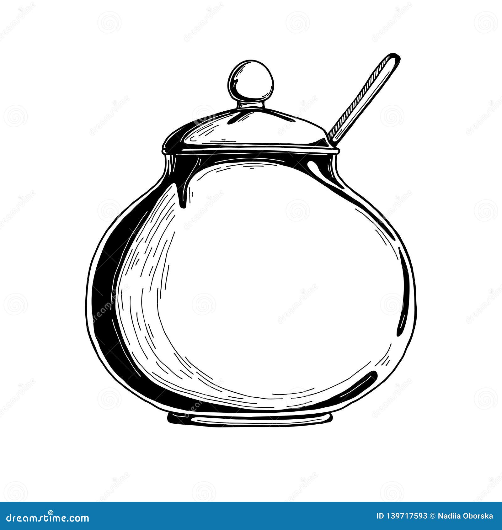 Realistic Sketch of the Sugar Bowl. Vector Stock Illustration