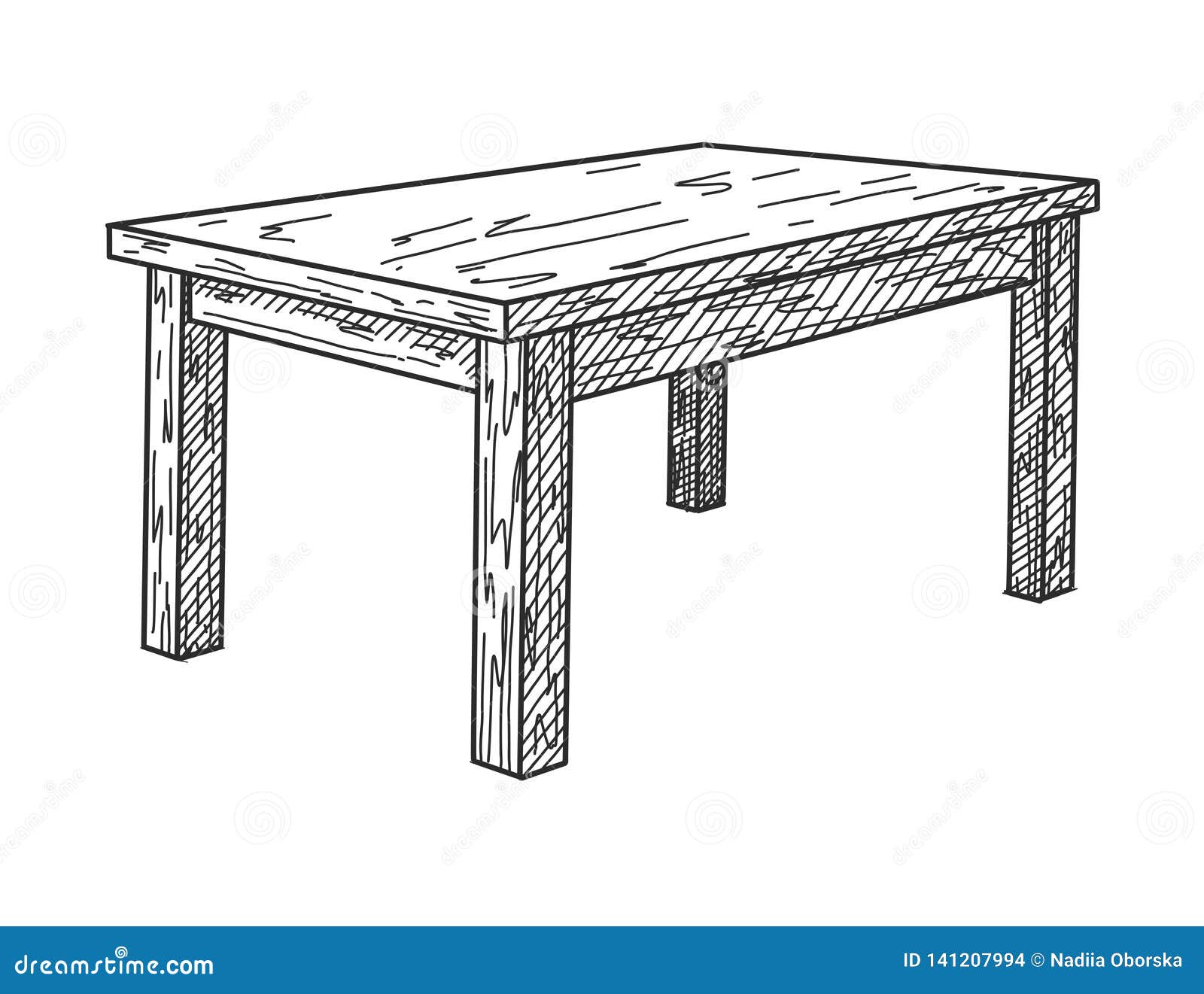 Realistic Sketch Of The Table In Perspective. Vector Stock Illustration ...