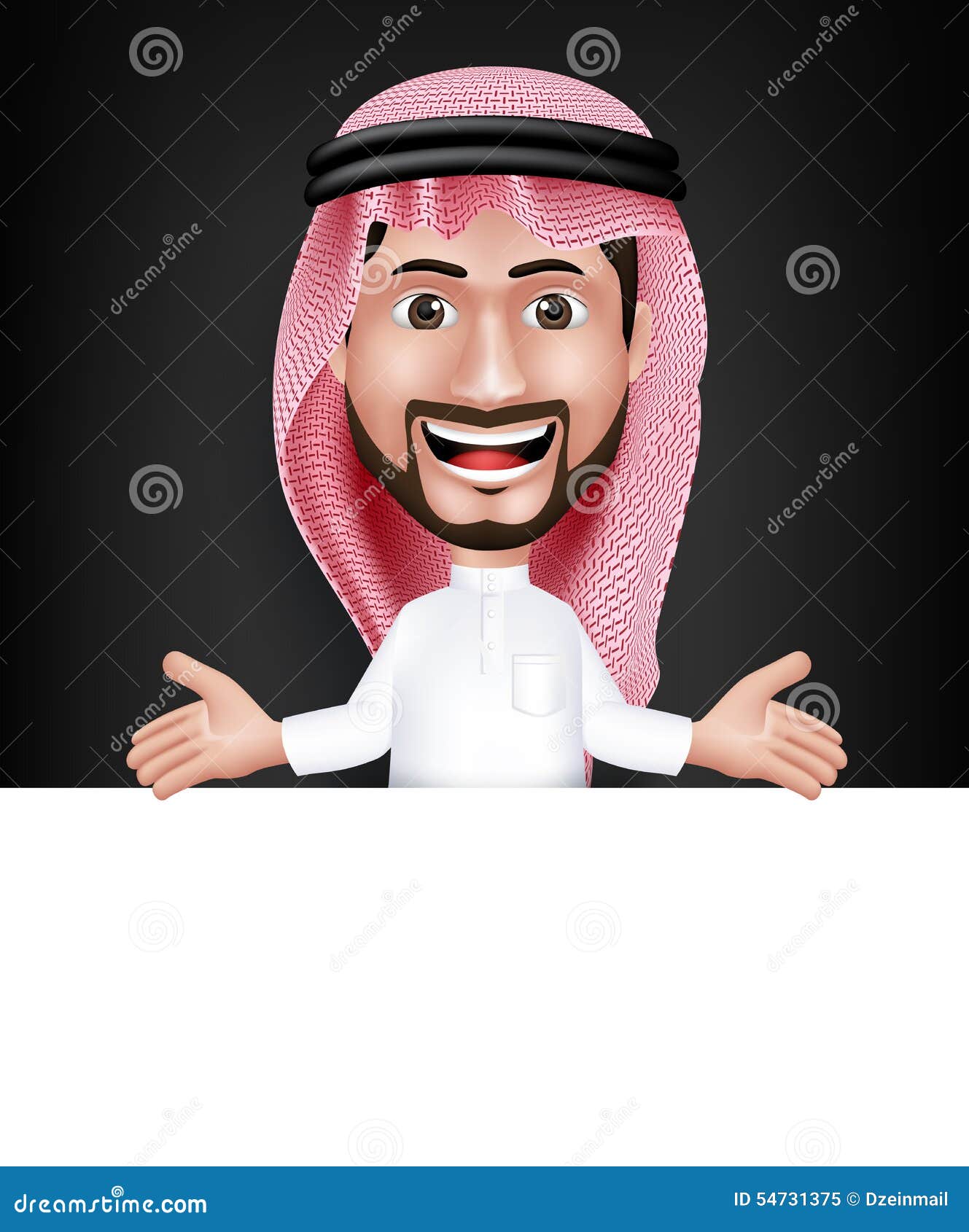 Realistic Smiling Handsome Saudi Arab Man Character Stock Vector ...