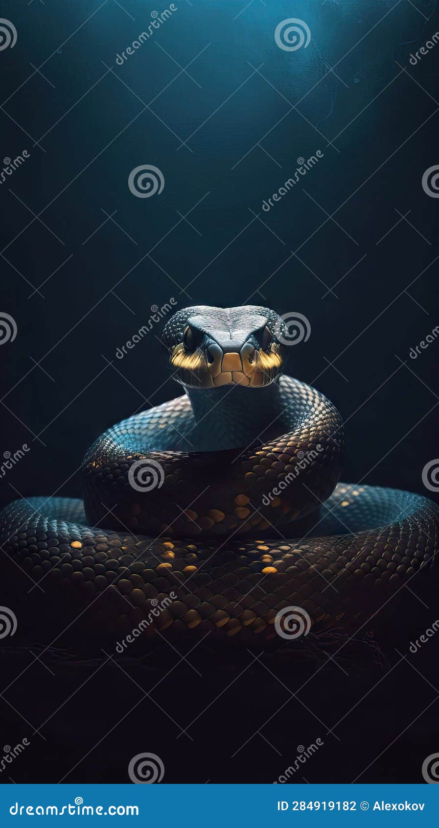 Realistic Snake on Dark Background AI Generated Stock Illustration ...