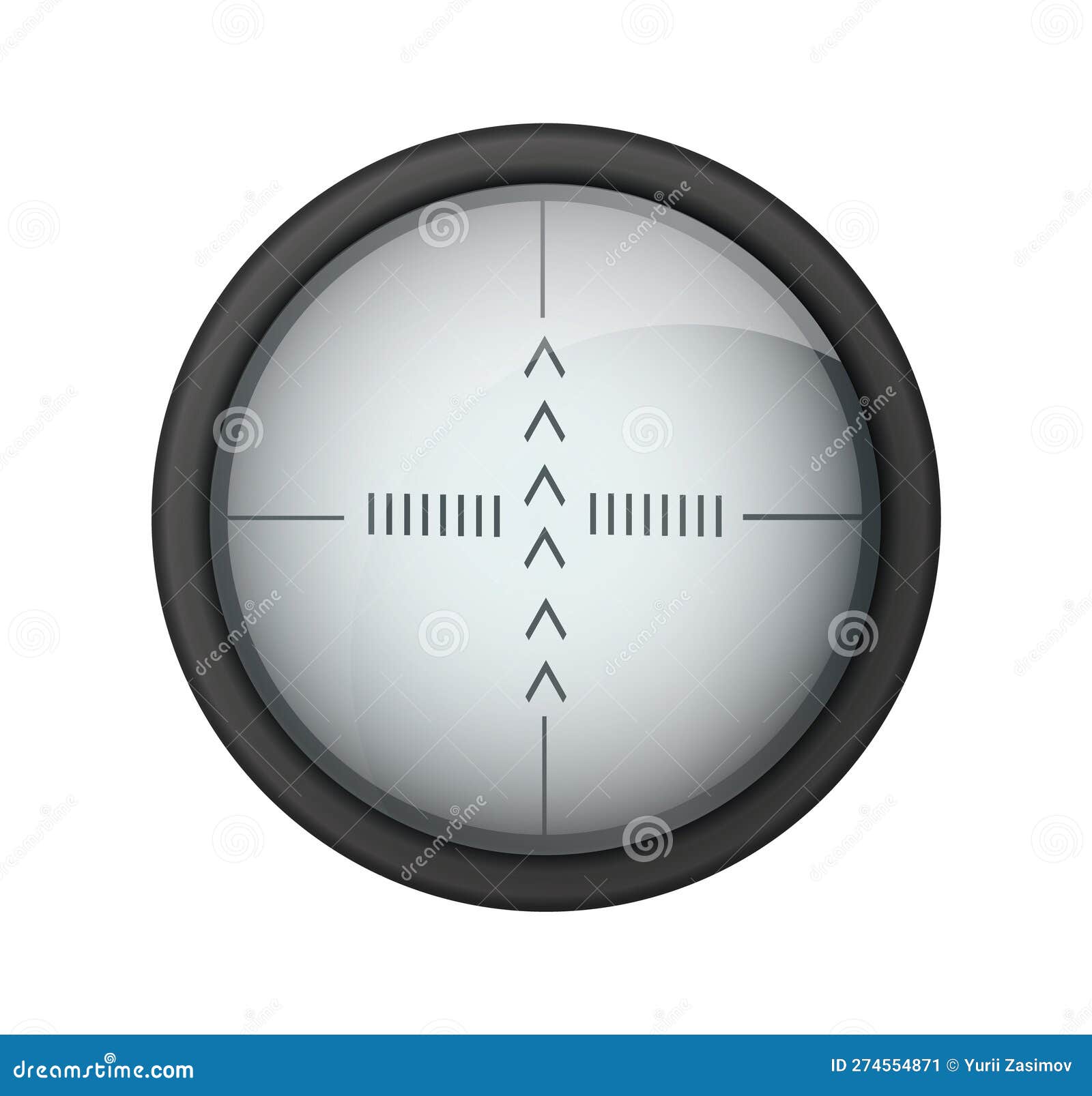 realistic sniper sight. sniper scope with measurement marks template. sniper scope crosshairs view. realistic 