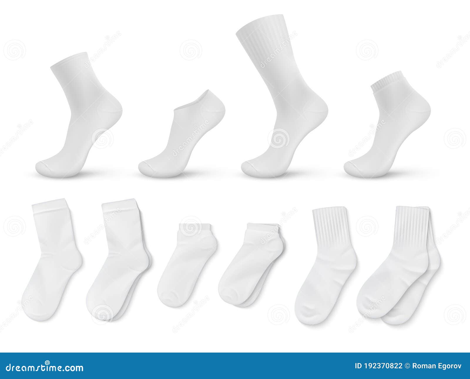 Realistic Socks. White Empty Isolated Foot Wear Mockup for Brand ...