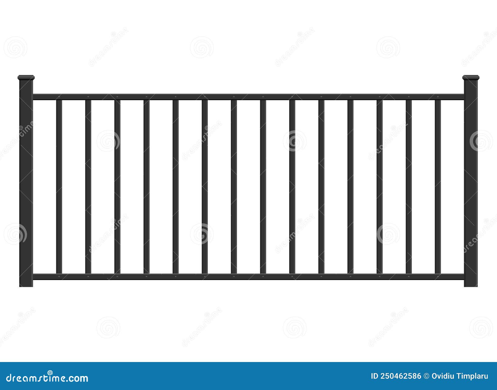Realistic Steel Fence Vector Illustration Isolated on White Stock ...