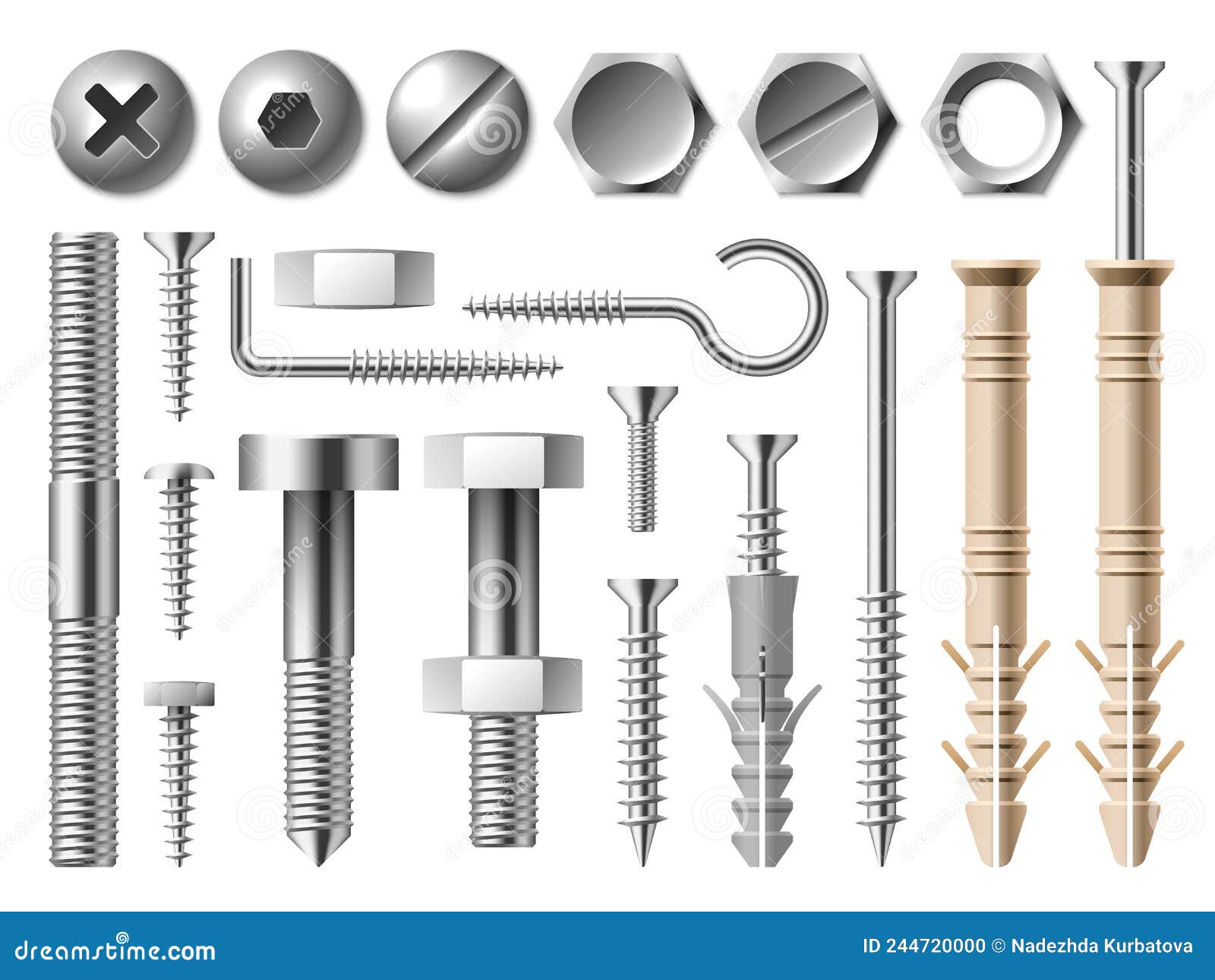 Set of different screws, nails isolated on blackboard. Vector illustration  Stock Vector Image & Art - Alamy