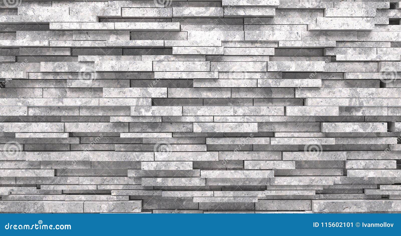 Realistic Stone Material Wall Closeup 3d Rendering Stock Illustration