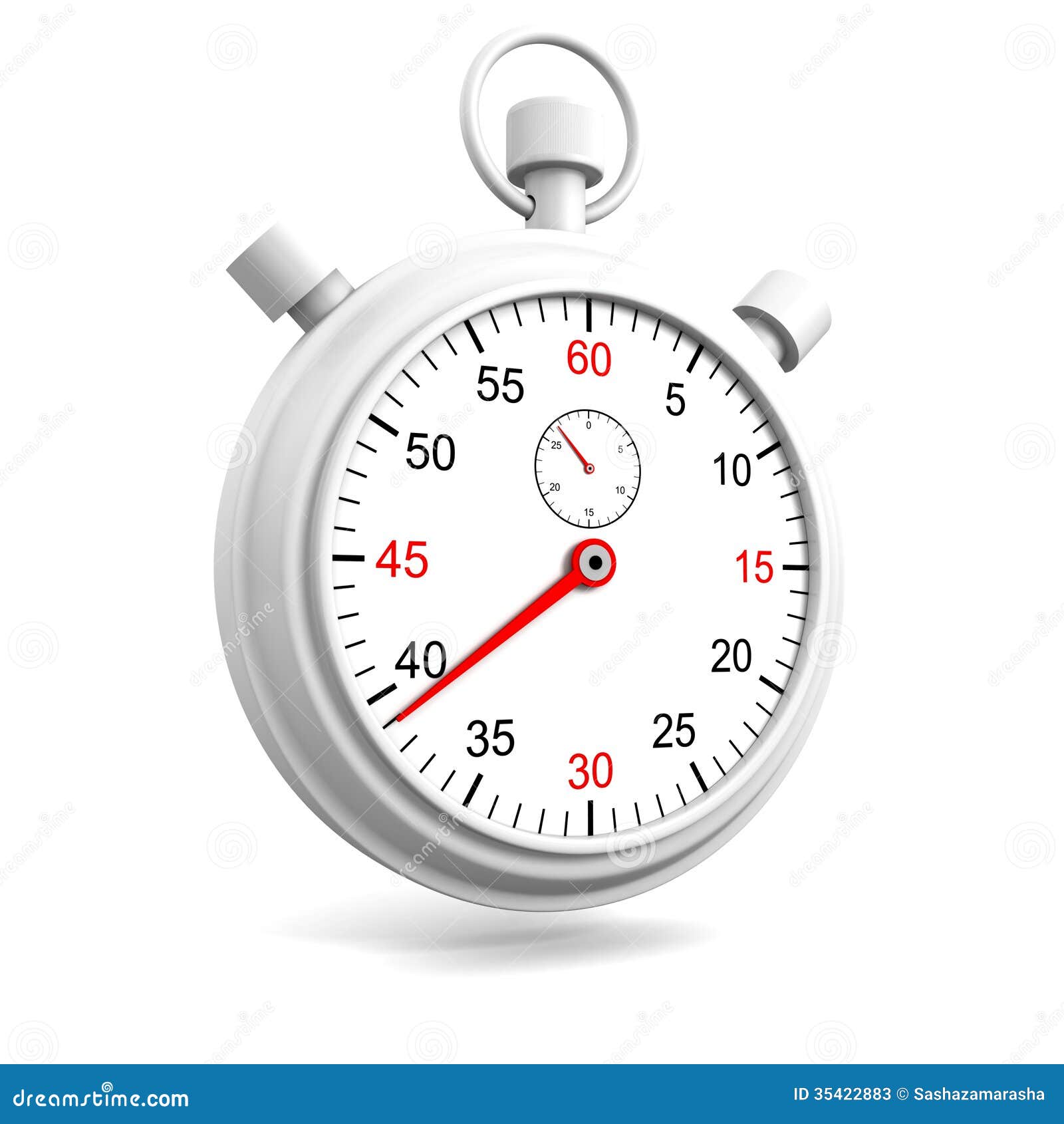 Realistic stopwatch or chronometer watch on white background 3d