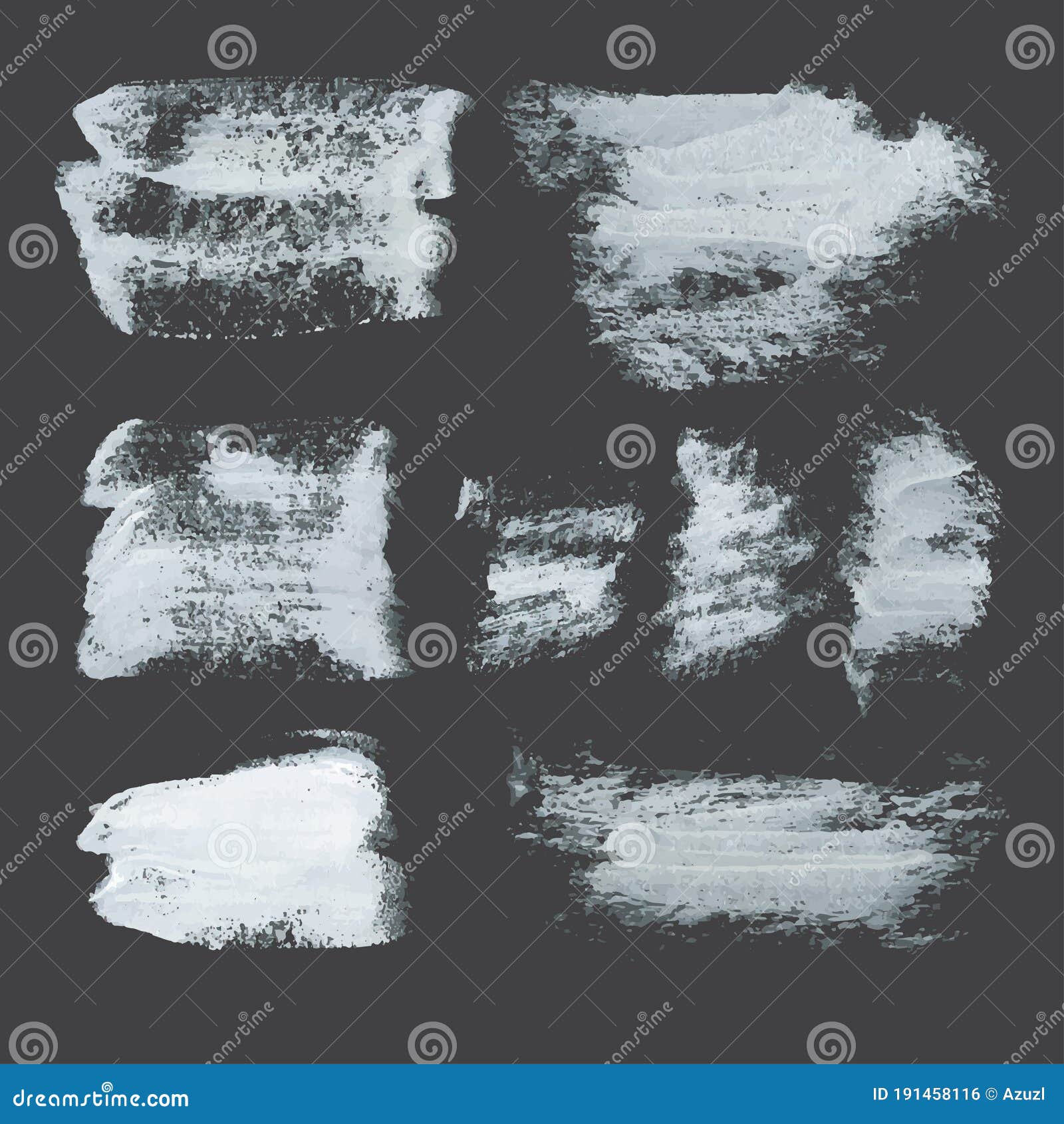 Realistic Strokes Drawn White Paint on Black Paper 1 Stock Illustration