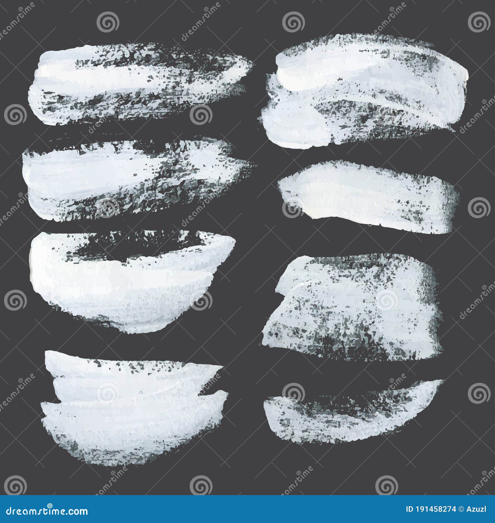 Realistic Strokes Drawn White Paint on Black Paper Stock Illustration