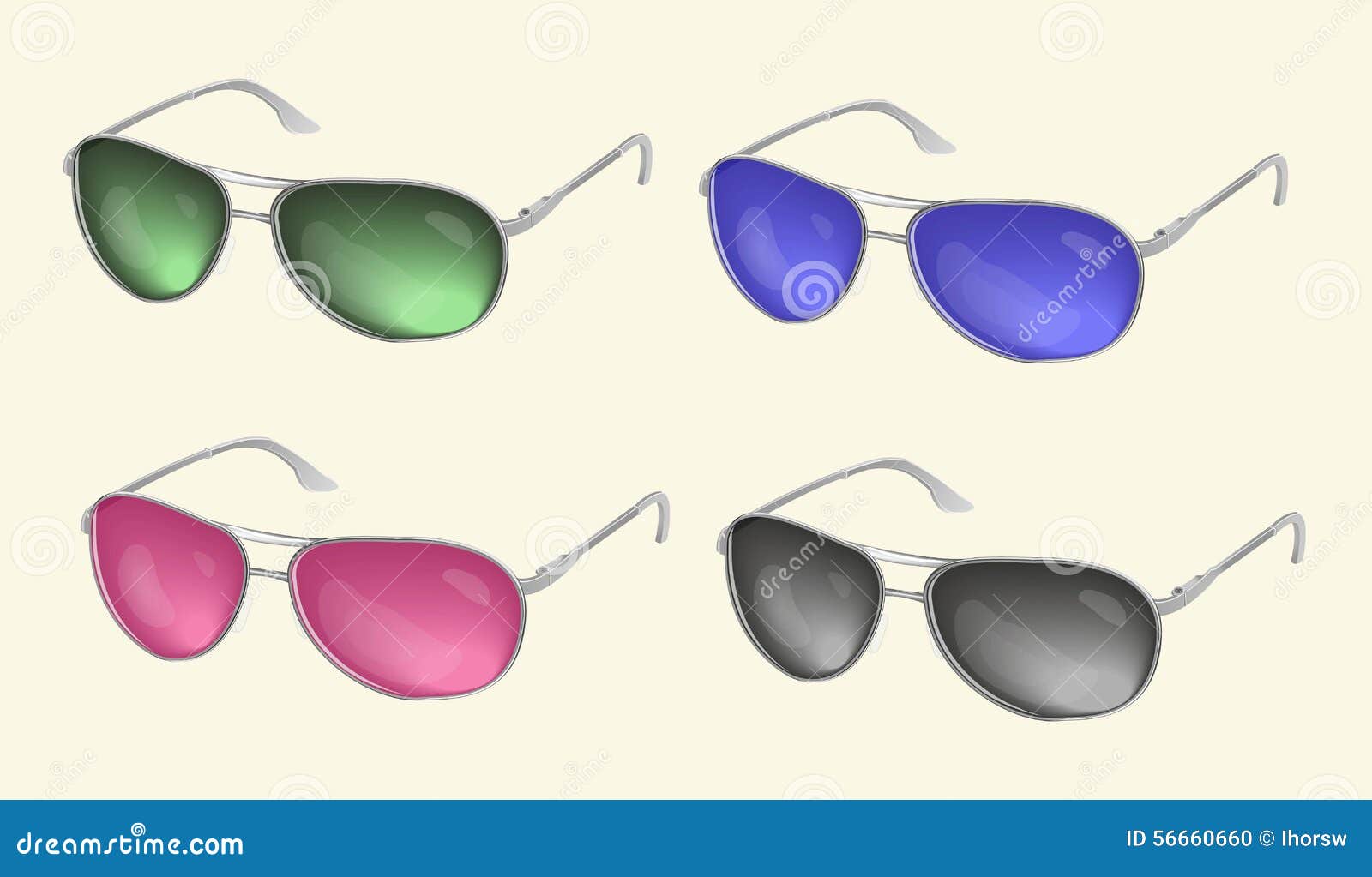 Realistic Sunglasses, Eye Glasses Collection, On A Light Background