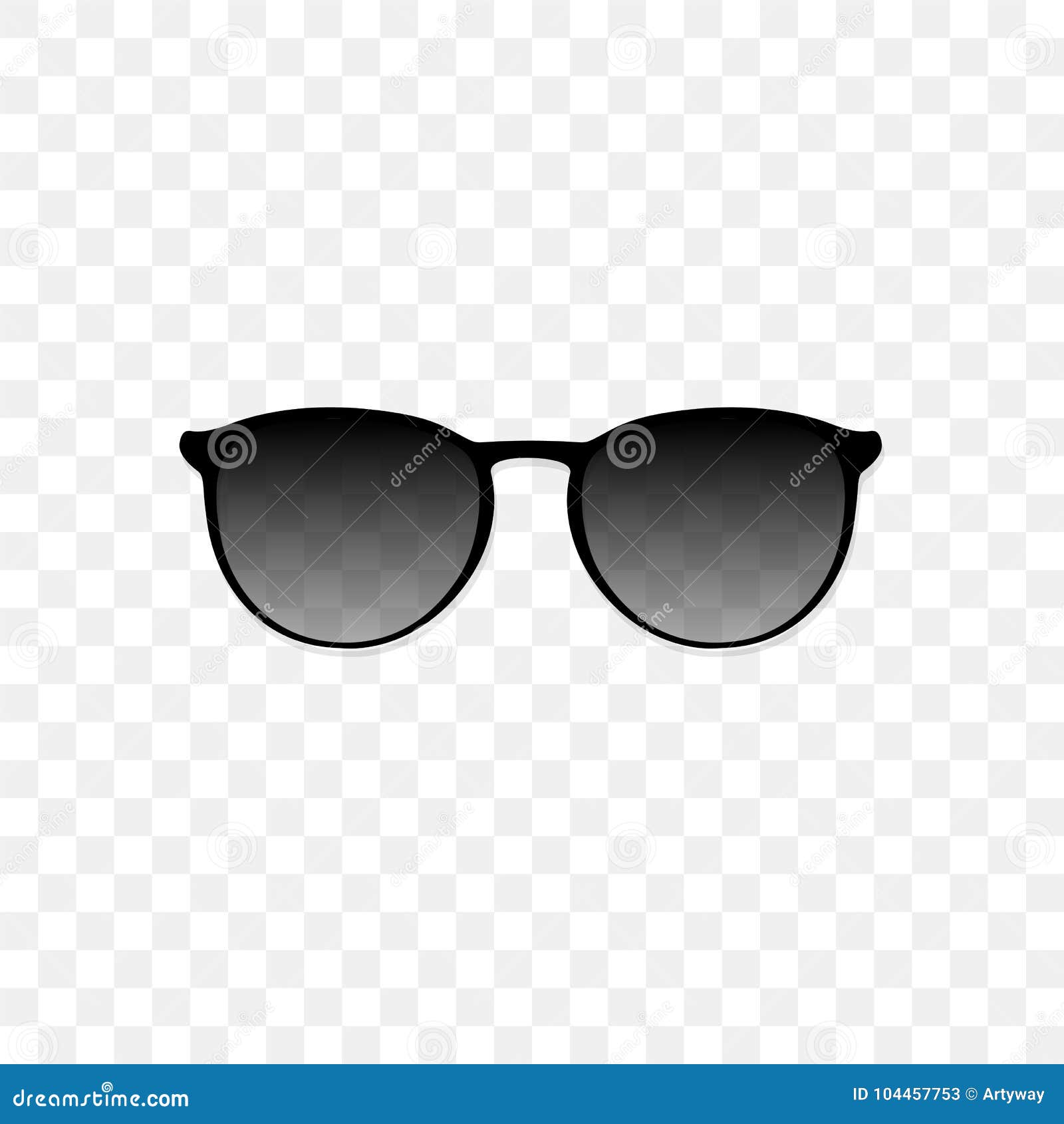 Realistic Sunglasses with a Translucent Black Glass on a Transparent  Background. Protection from Sun and Ultraviolet Stock Vector - Illustration  of black, eyeglasses: 104457753