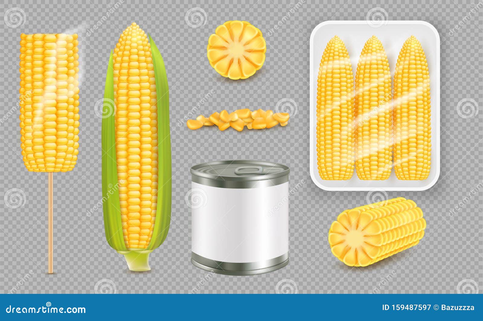 Download Realistic Sweet Corn Set, Vector Isolated Illustration ...