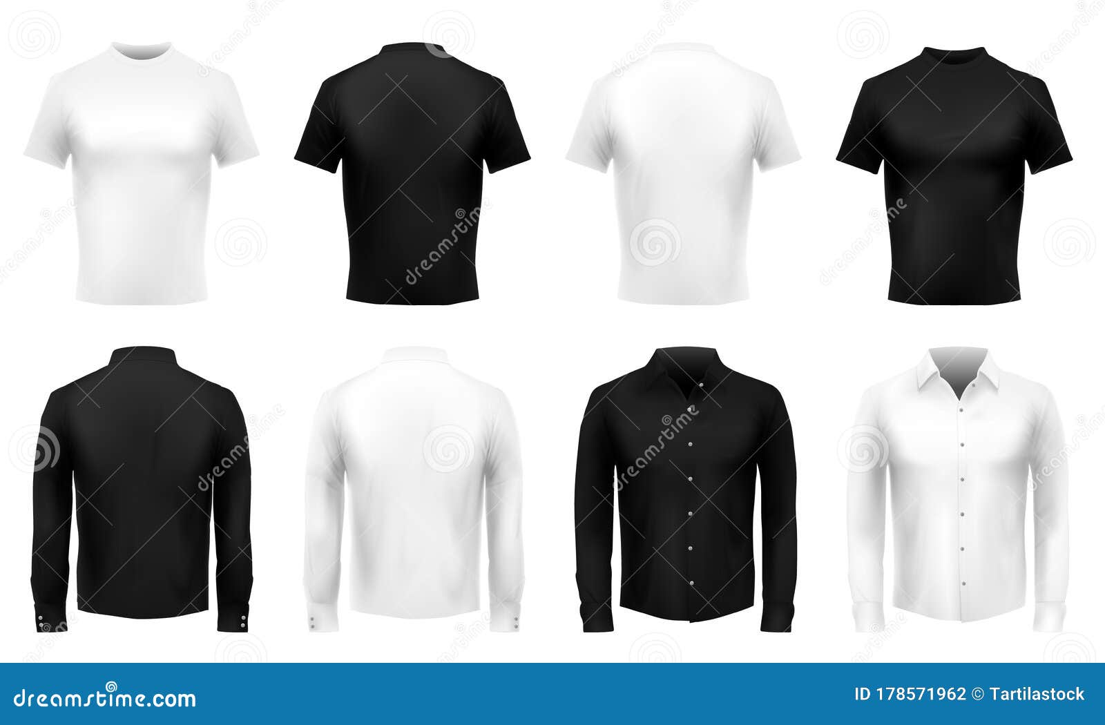 Download Realistic T-shirt And Shirt Mockup. Formal Male Uniform ...