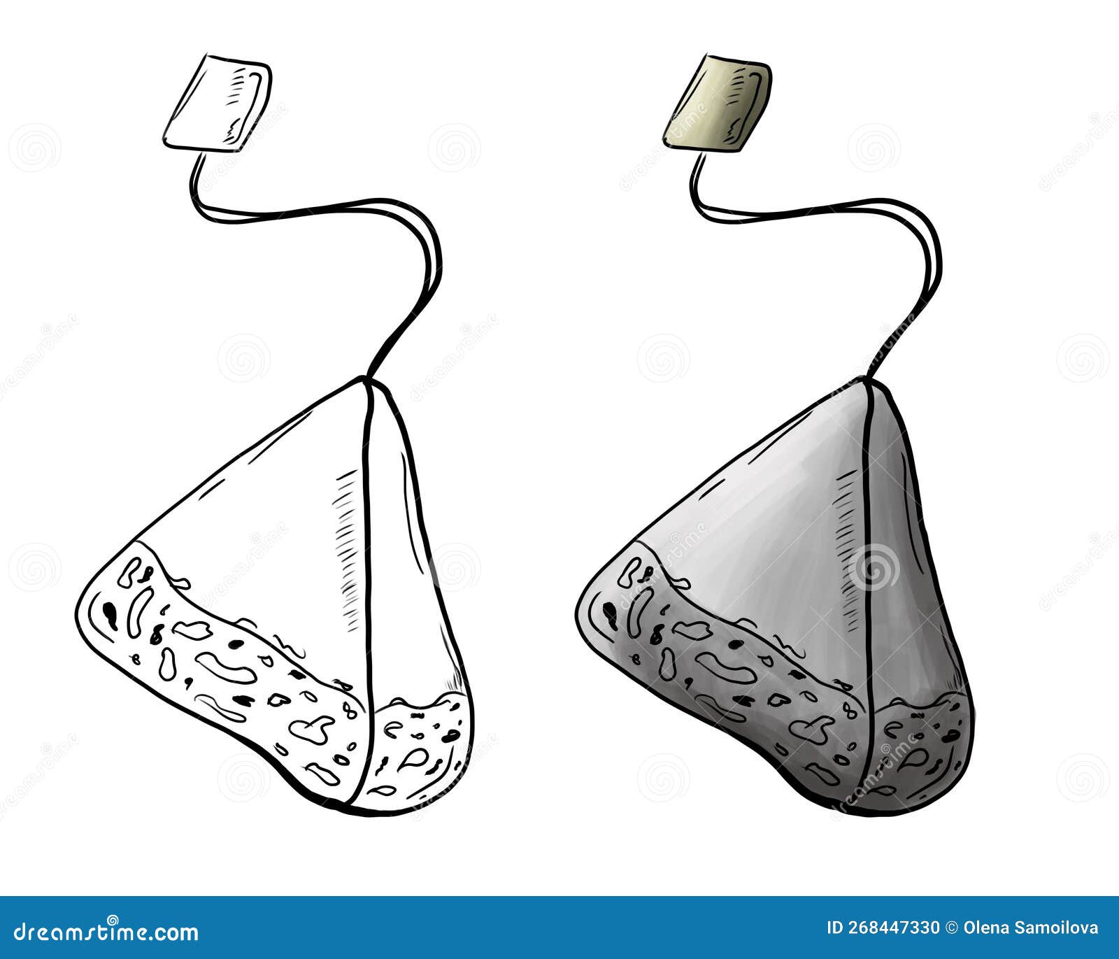 Realistic Tea Bag with Paper Label. Tea Bags. Tea Drink Design. Tea Bag