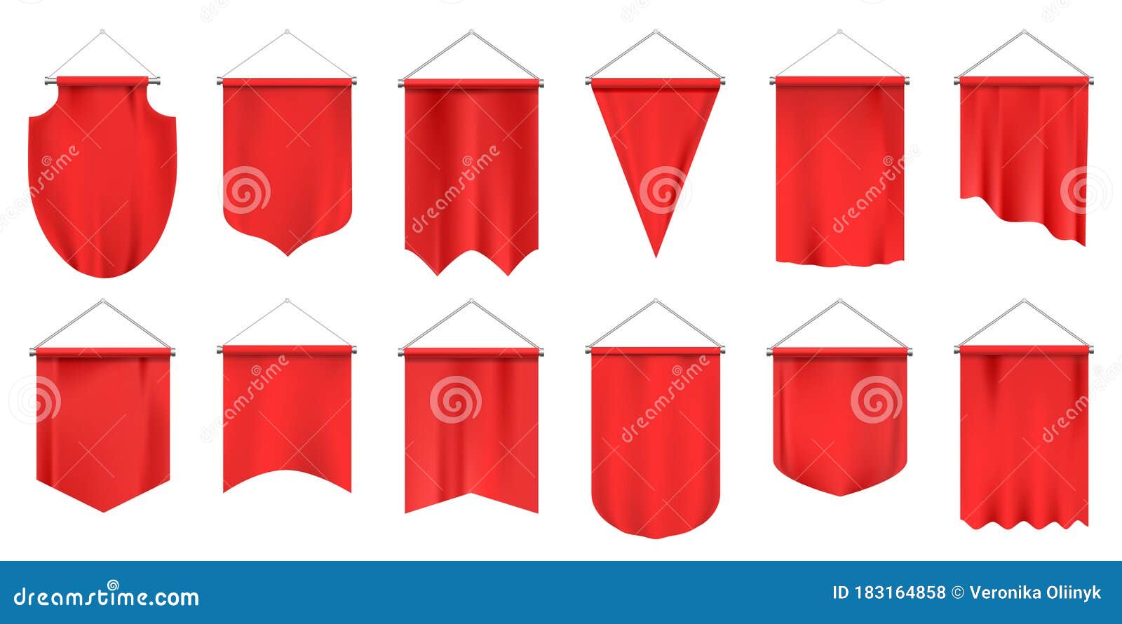 Realistic Textile Pennants. Empty 3d Flags, Red Fabric Hanging Pennant,  Advertising or Royal Award Mockups Isolated Stock Vector - Illustration of  royal, mock: 183164858