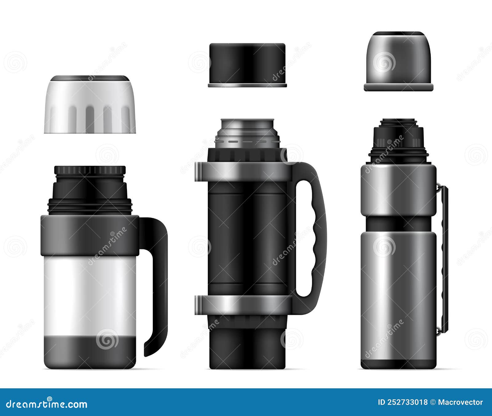 Realistic Thermos Cup Icon Set Stock Vector Illustration of blank