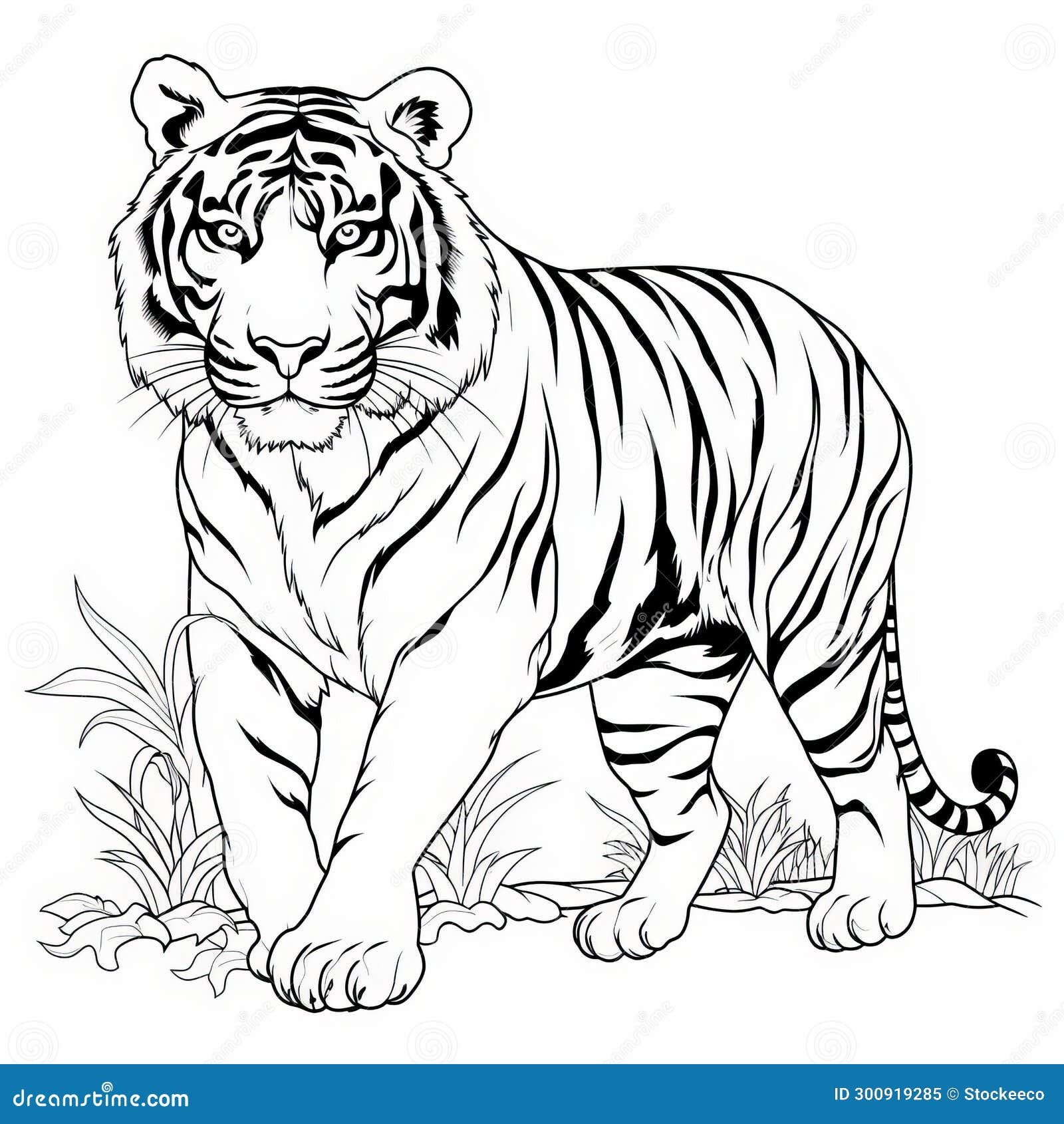Realistic Tiger Coloring Sheet: Detailed Outline Drawing for Junglepunk ...
