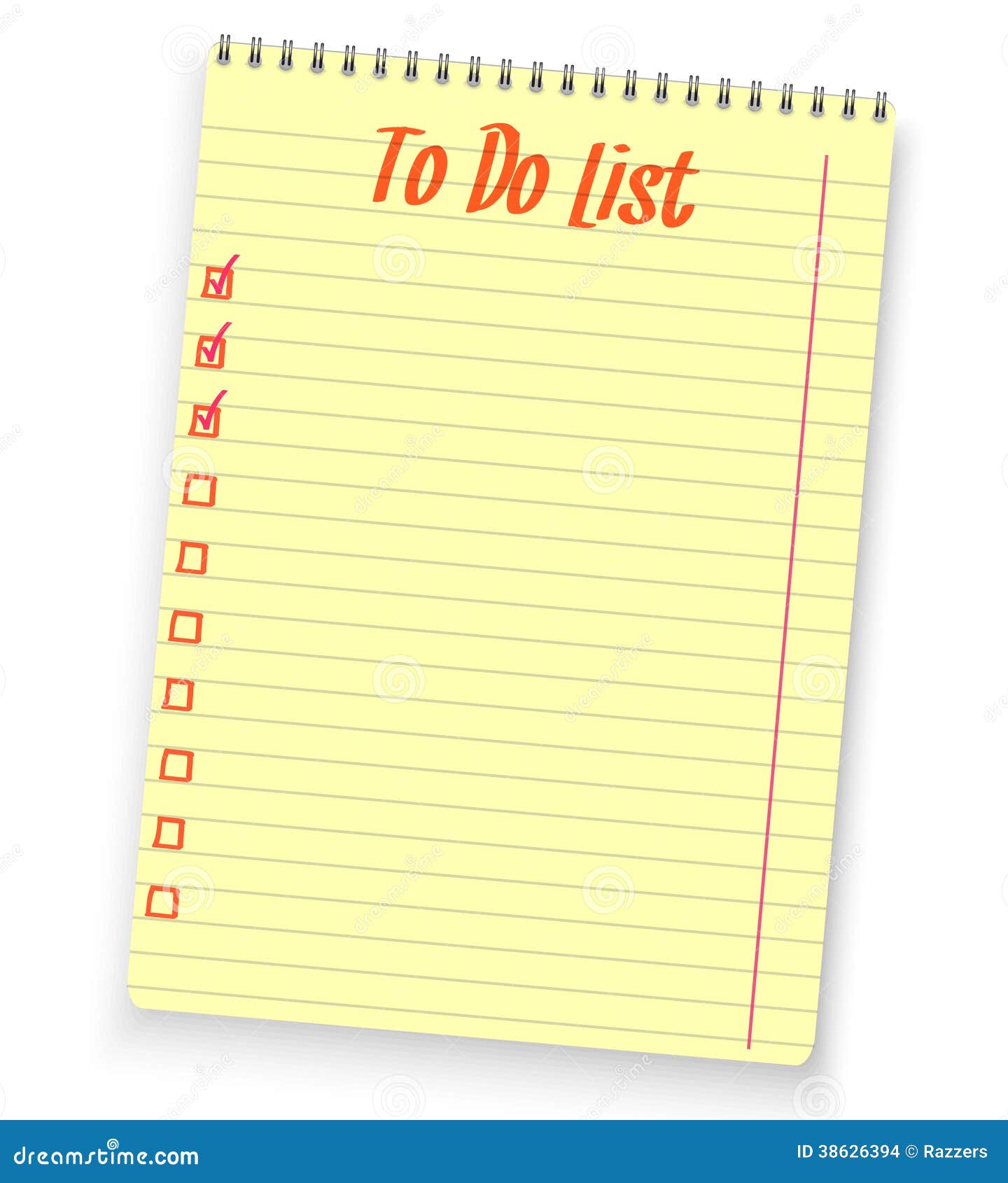 Realistic To Do List Spiral Notebook Yellow Stock Images   Image 