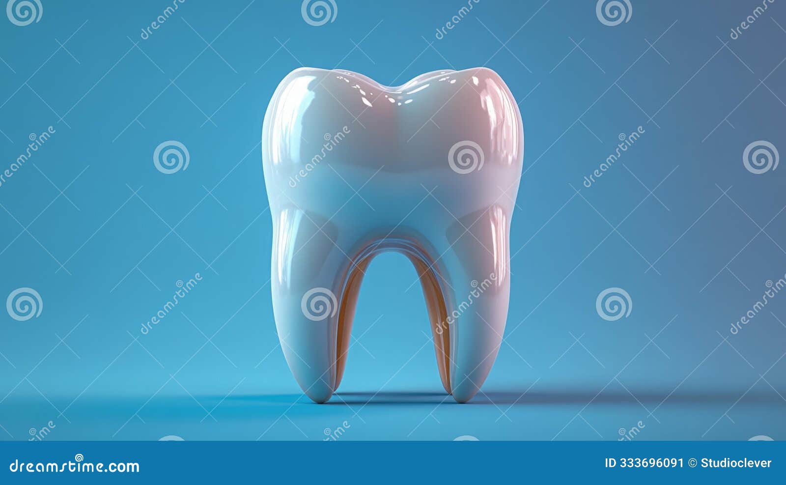 realistic tooth model on blue background generative ai