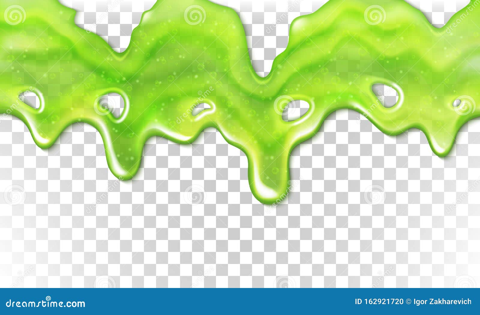 Realistic Transparent Green Slime Blobs Isolated on Transparent