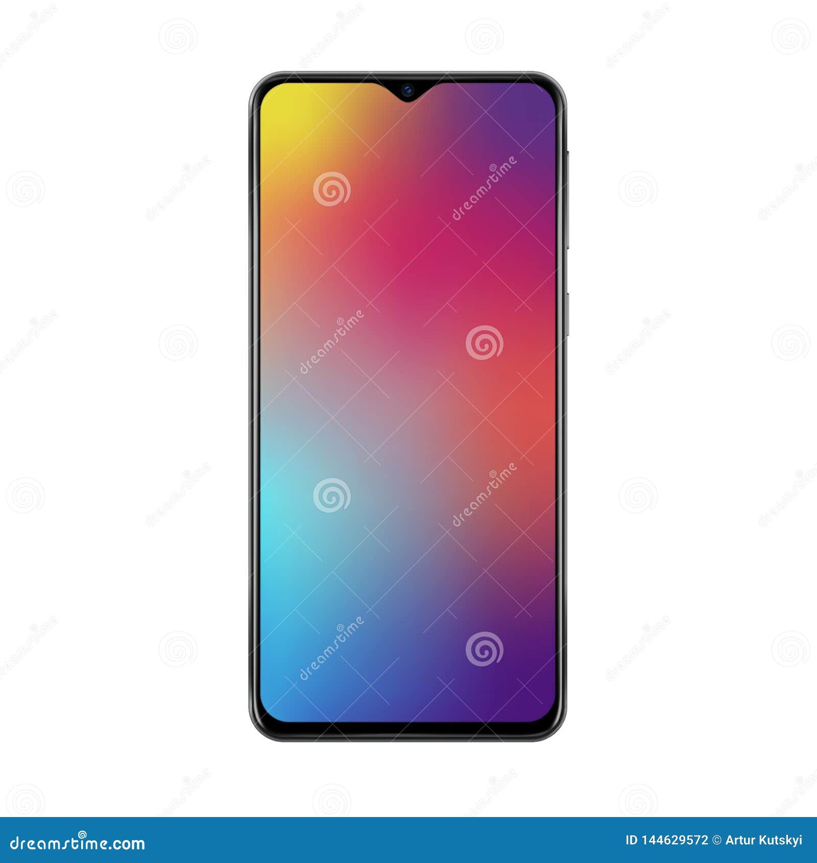 realistic trendy smartphone mockup with thin frames and gradient mesh screen wallpaperr  .