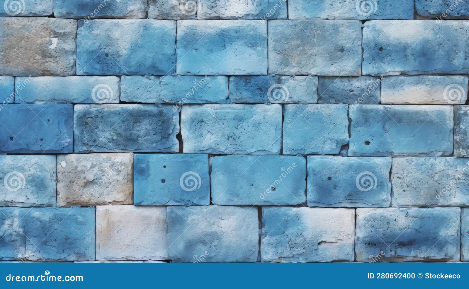 Realistic Trompel Oeil Blue Stone Wall Surface with Luminous Quality