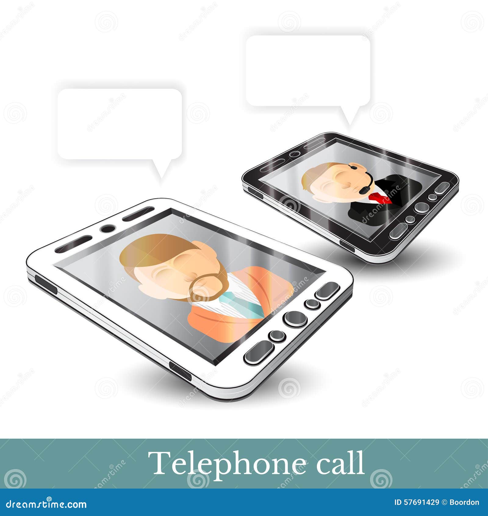 realistic two smartphone phone gadget black and white with contacting man