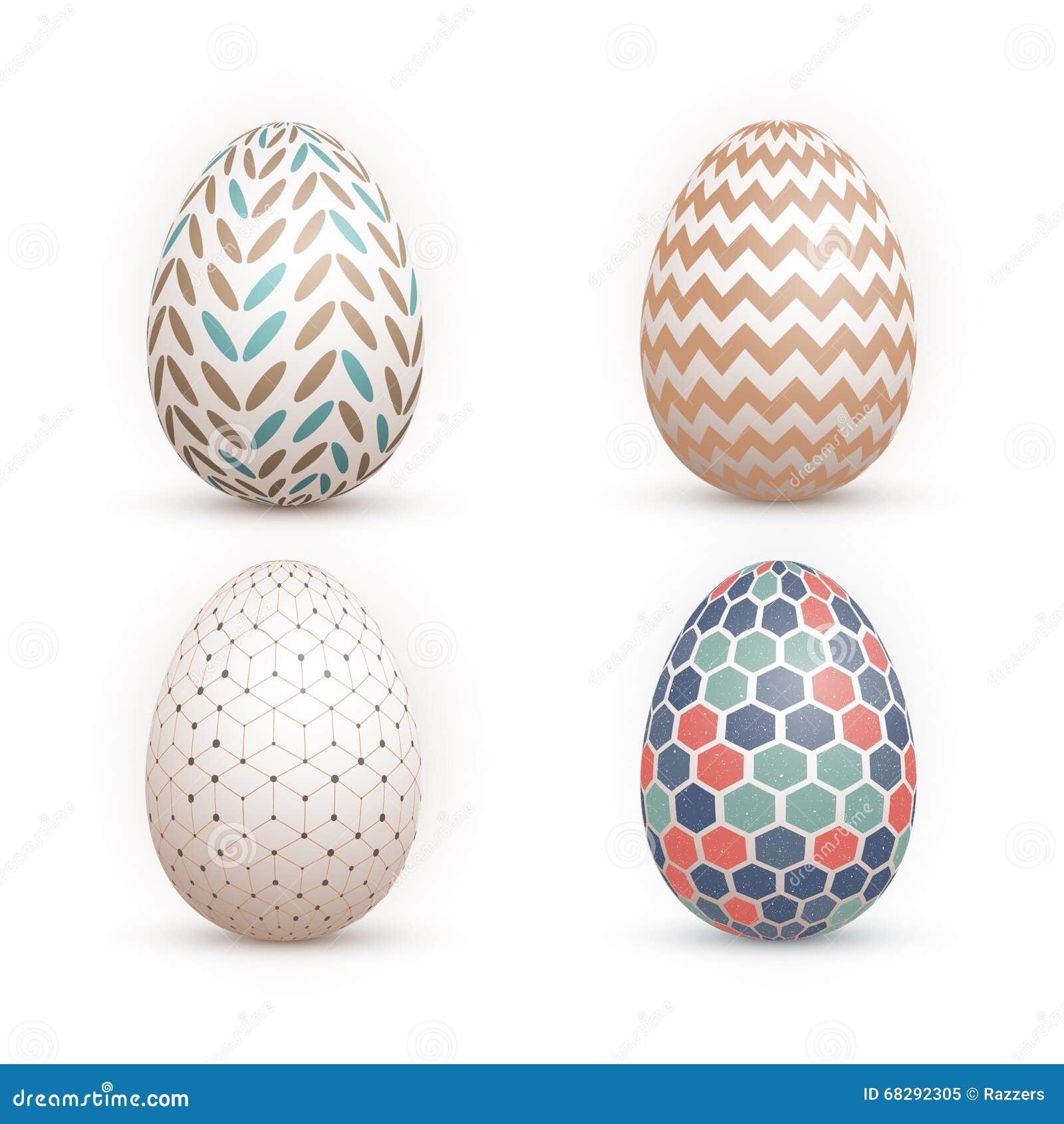 Download Realistic Vector 3D Easter Egg Set. Happy Easter Painted ...