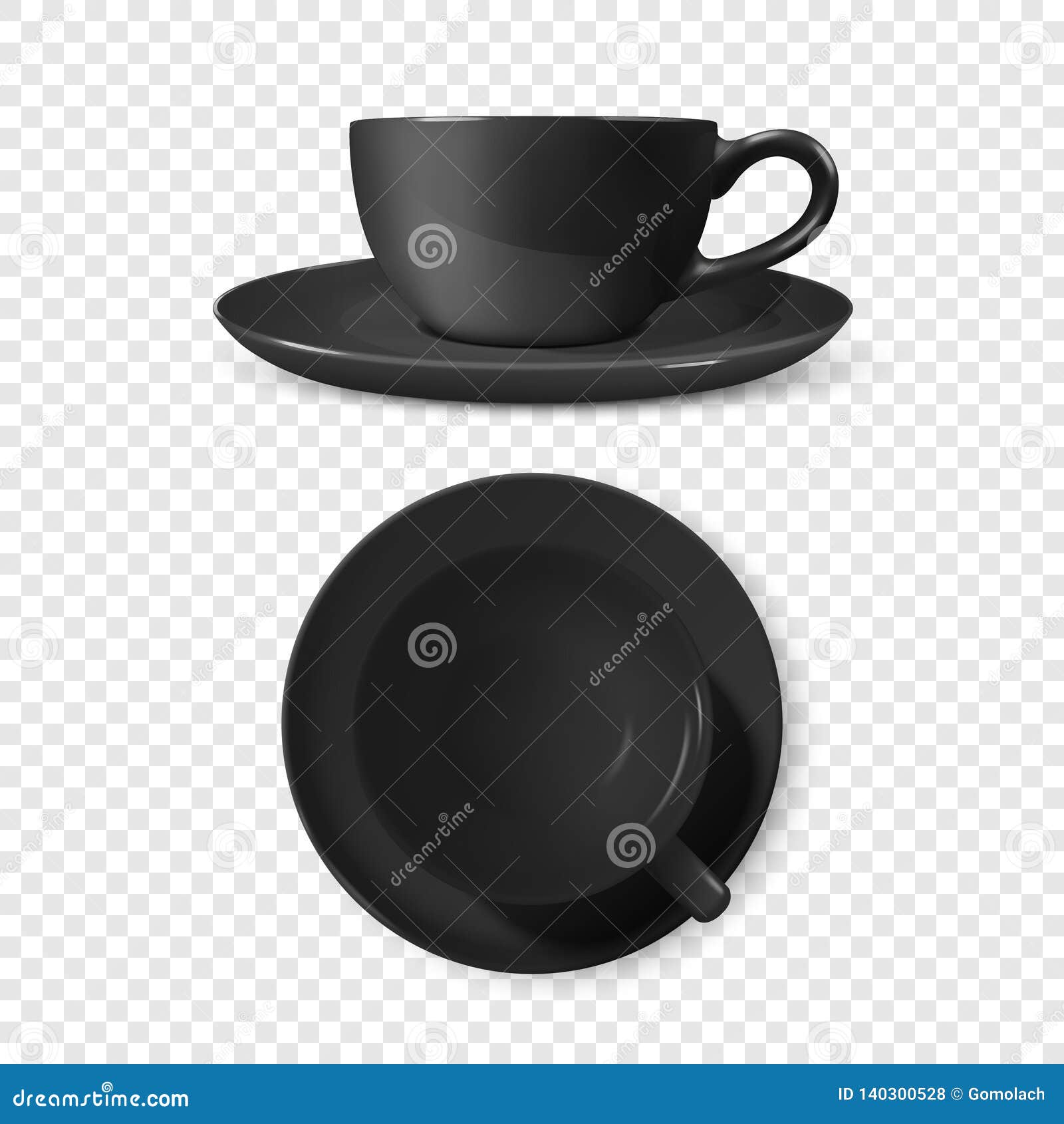Realistic Vector 3d Glossy Blank Black Coffee Tea Cup, Mug Set Closeup  Isolated. Design Template of Porcelain Cup or Mug Stock Vector -  Illustration of logo, background: 140300528