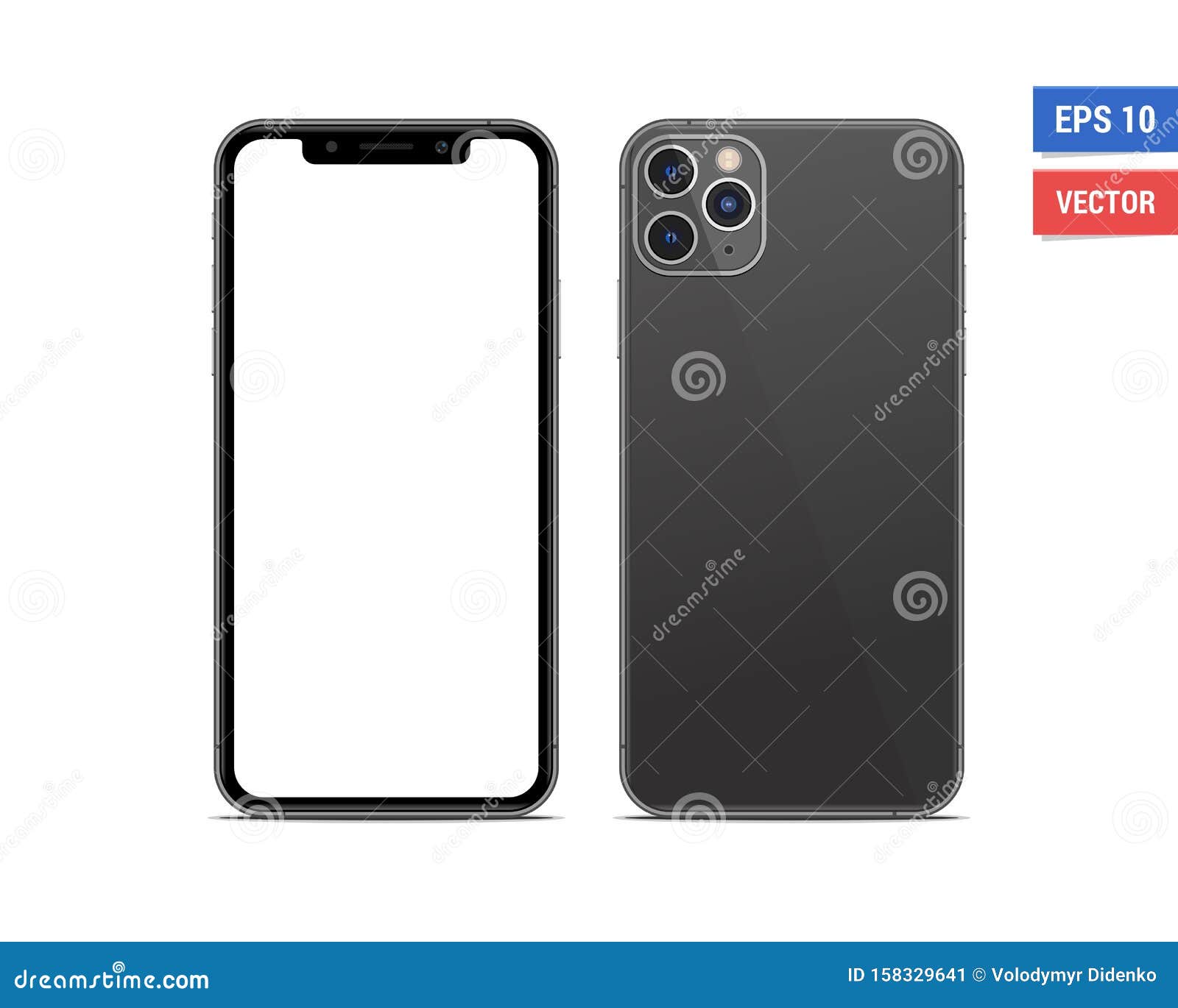 realistic  flat mock-up apple iphone 11 pro max with blank screen  on white background. scale image any resolution