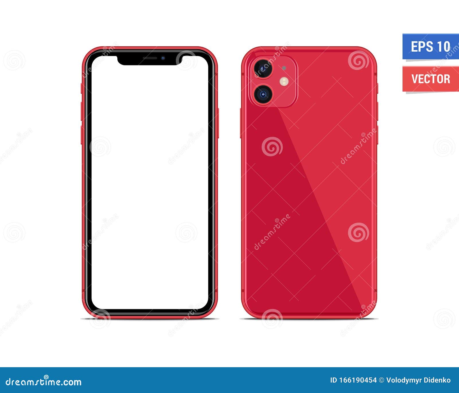 Download Realistic Vector Flat Mock-up Red Apple IPhone 11 With ...